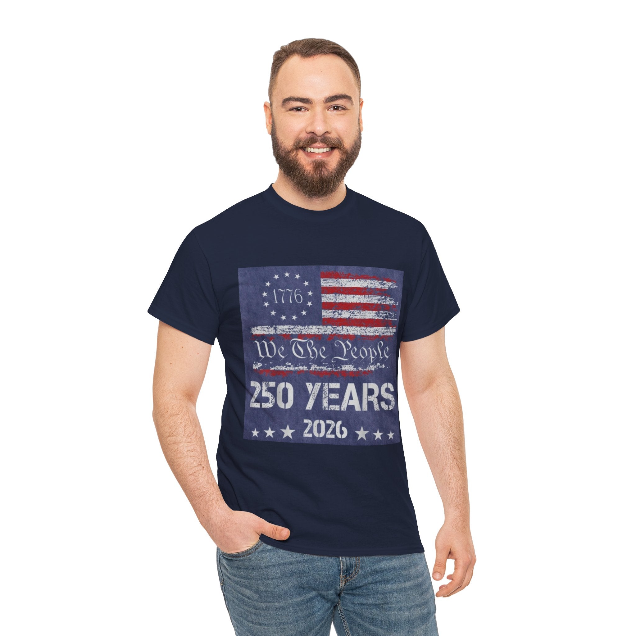 T-Shirt — Vintage 'We The People 250 Years 2026' Patriotic American Flag Tee