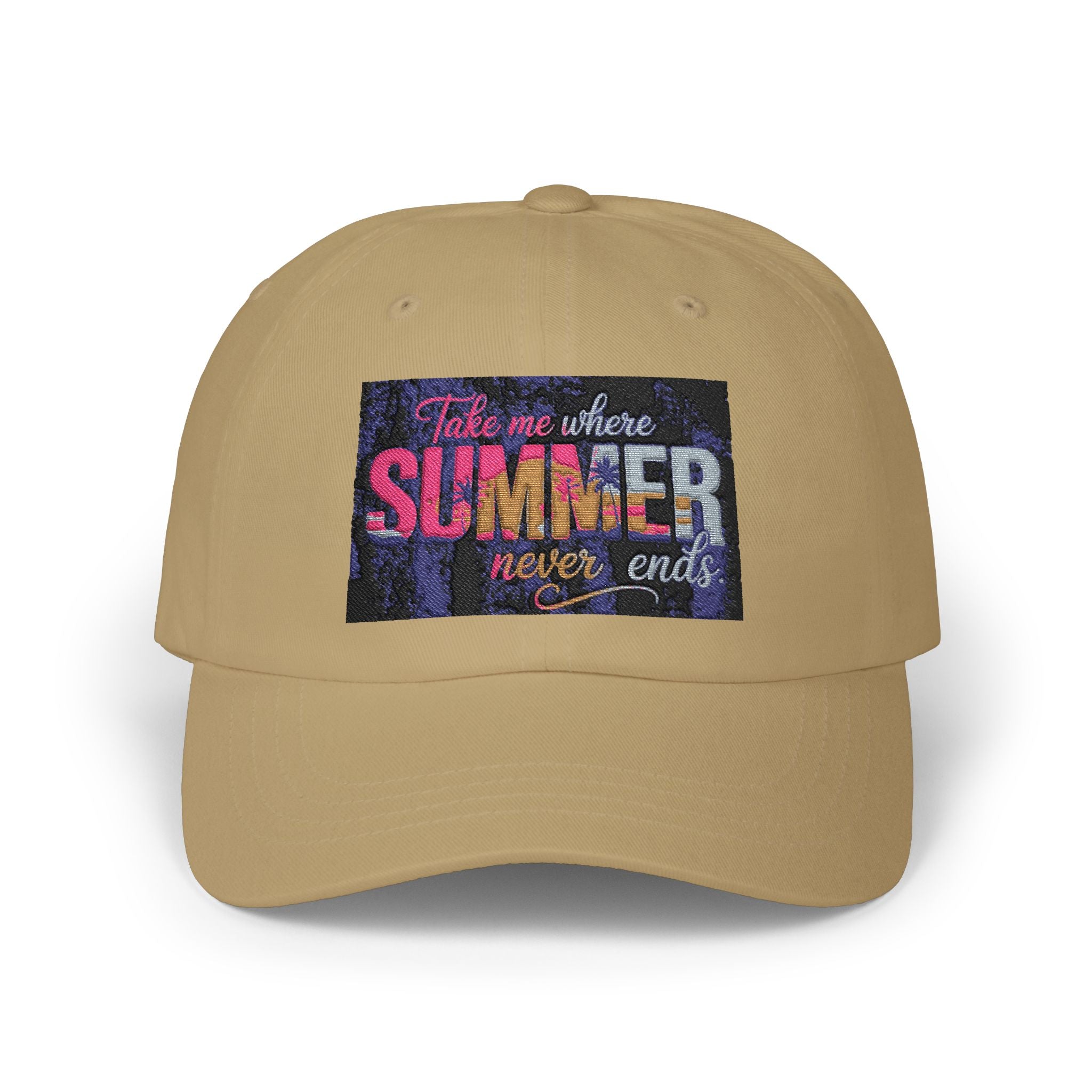 Dad Cap - 'Take Me Where Summer Never Ends' Embroidered Vintage Beach Hat