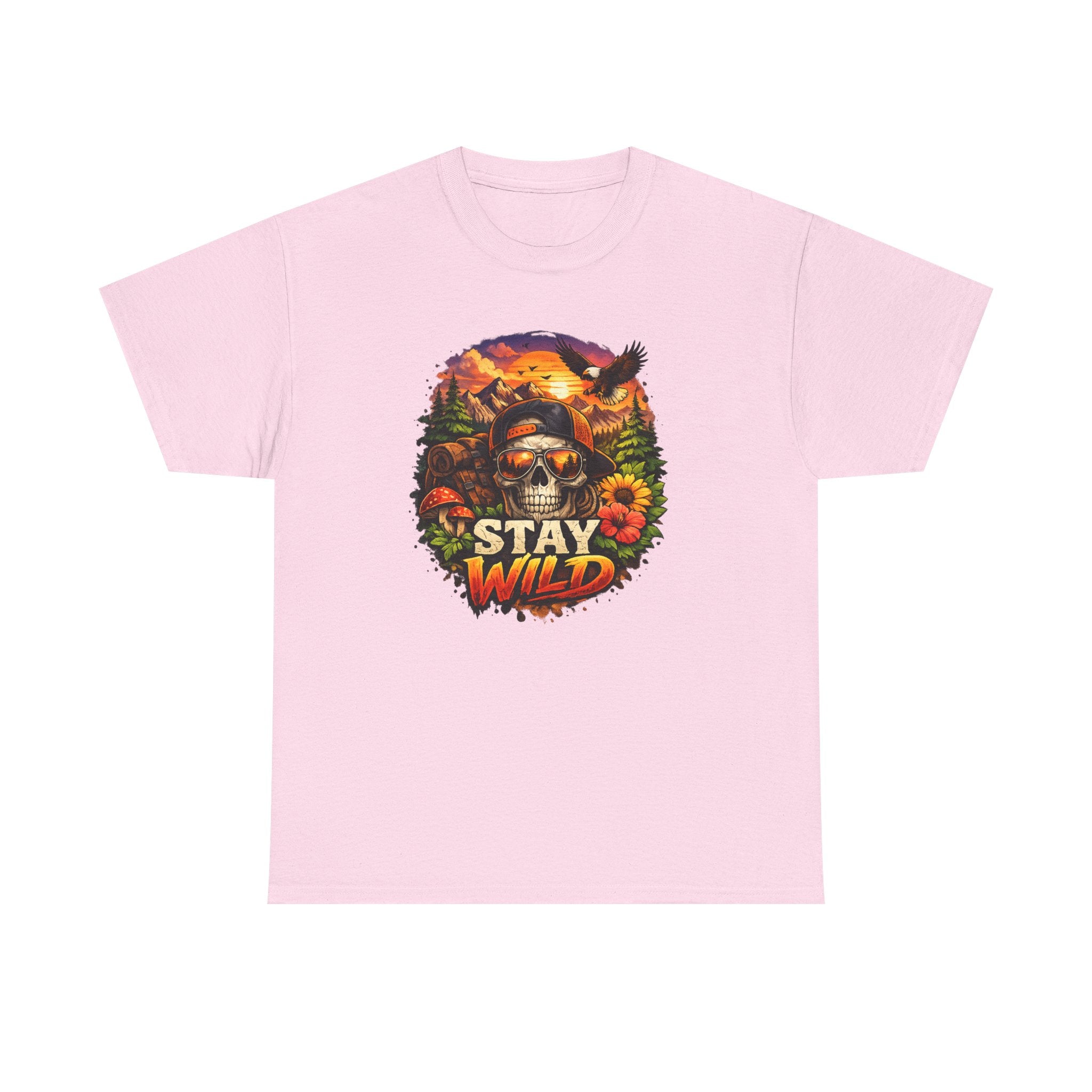Stay Wild Skull Tee — Vintage Sunset Skull & Sunflower Graphic T-Shirt