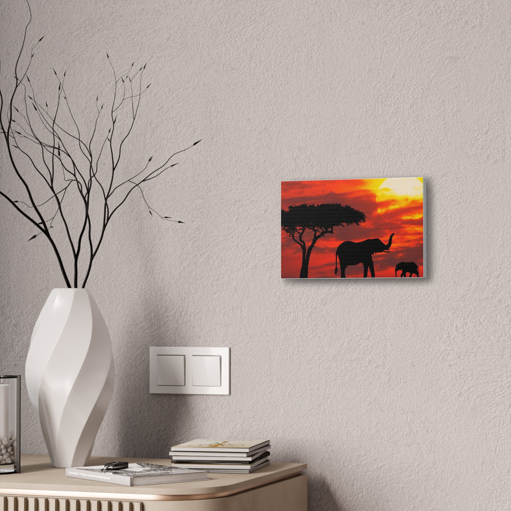 Elephant Sunset Canvas Print — African Safari Wall Art