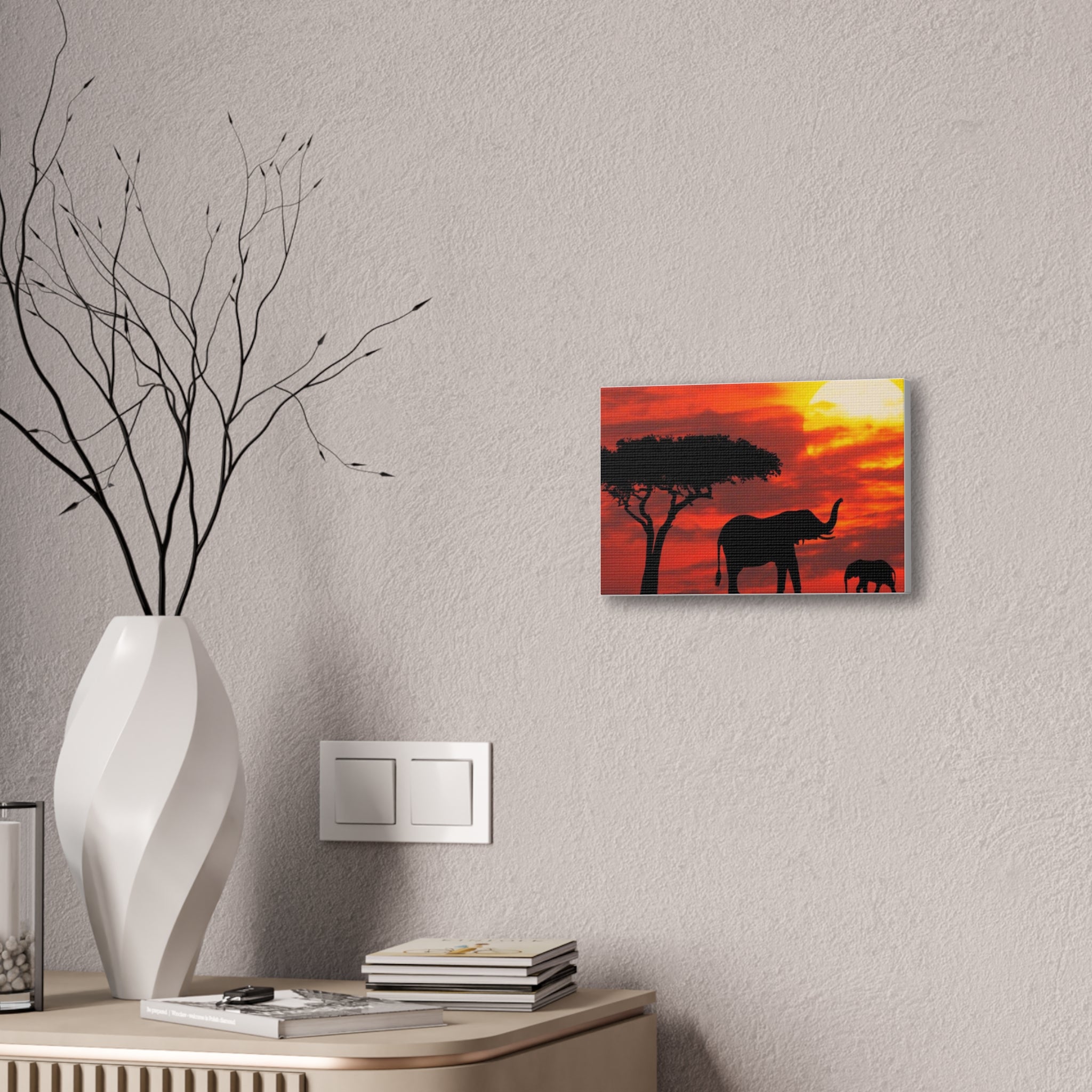 Elephant Sunset Canvas Print — African Safari Wall Art