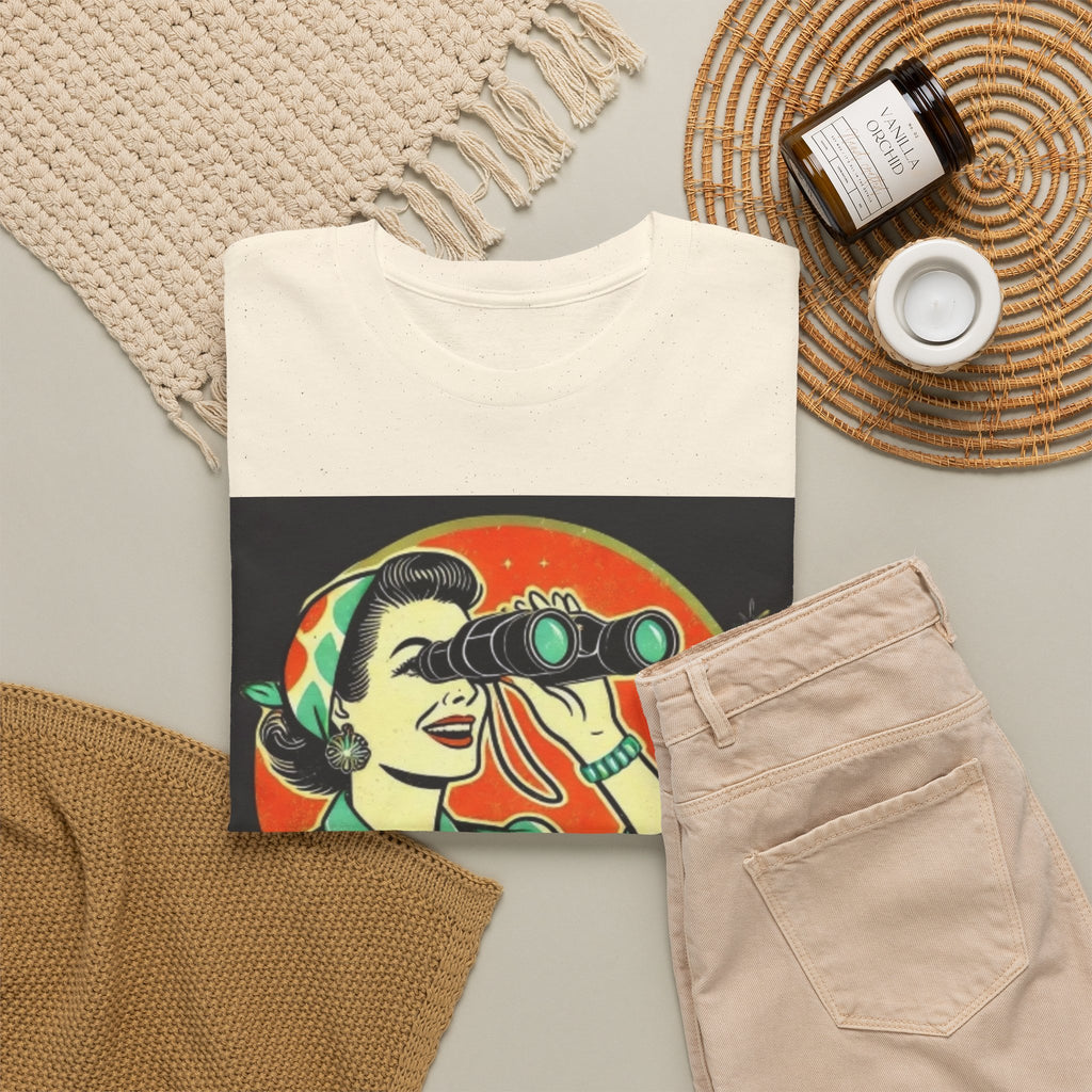 Graphic Tee — "Oh, Look! Nobody Gives a Shit" Retro Binoculars Design