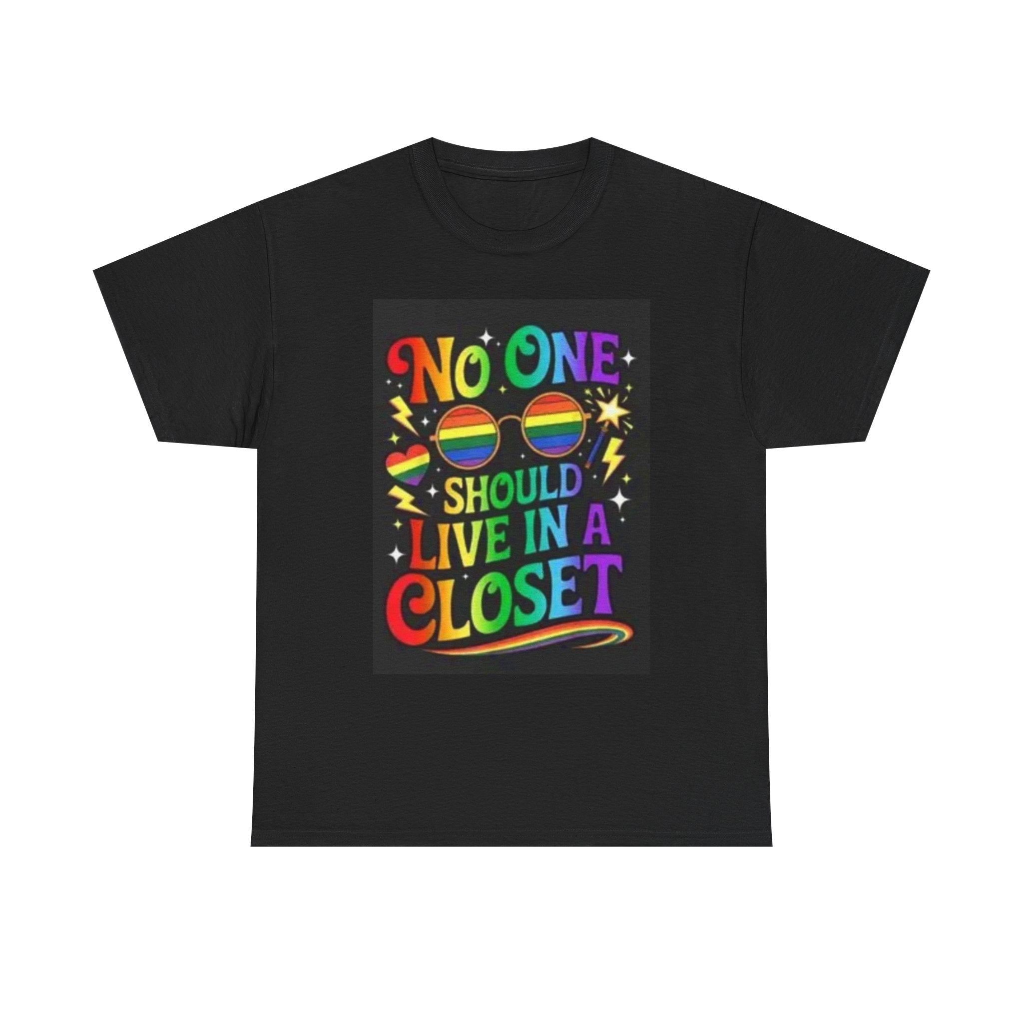 T‑Shirt — "No One Should Live in a Closet" Rainbow Pride Tee