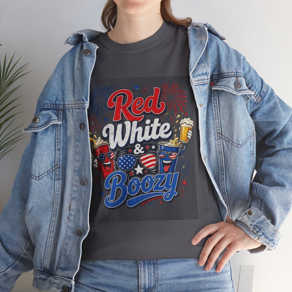 Red White & Boozy T-Shirt – Patriotic 4th of July Party Tee