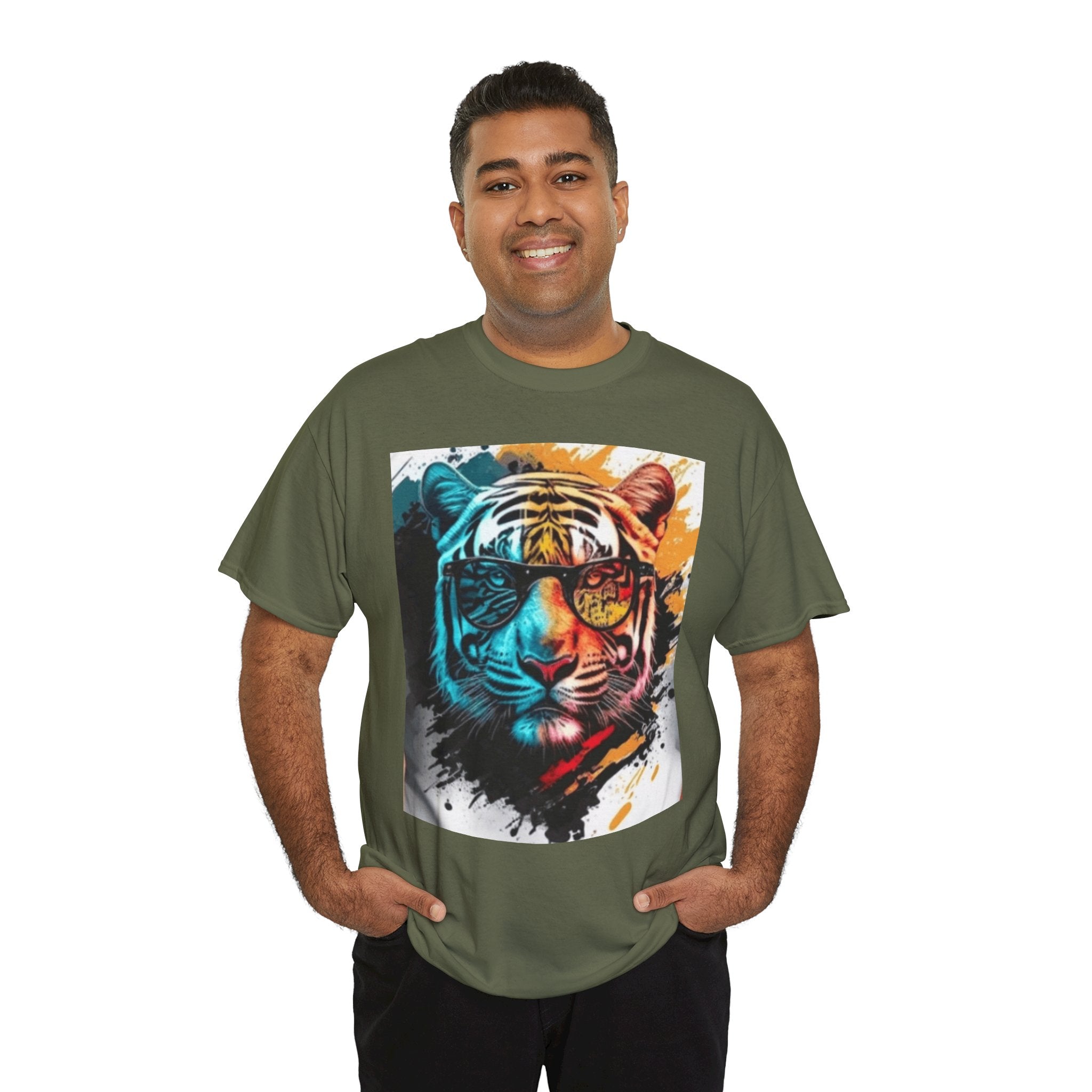 Tiger Portrait T-Shirt — Colorful Abstract Tiger Face Tee