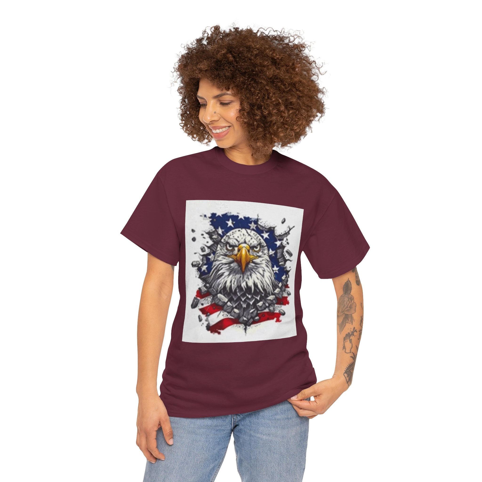 Eagle American Flag T-Shirt — Patriotic Bald Eagle Graphic Tee for 4th of July