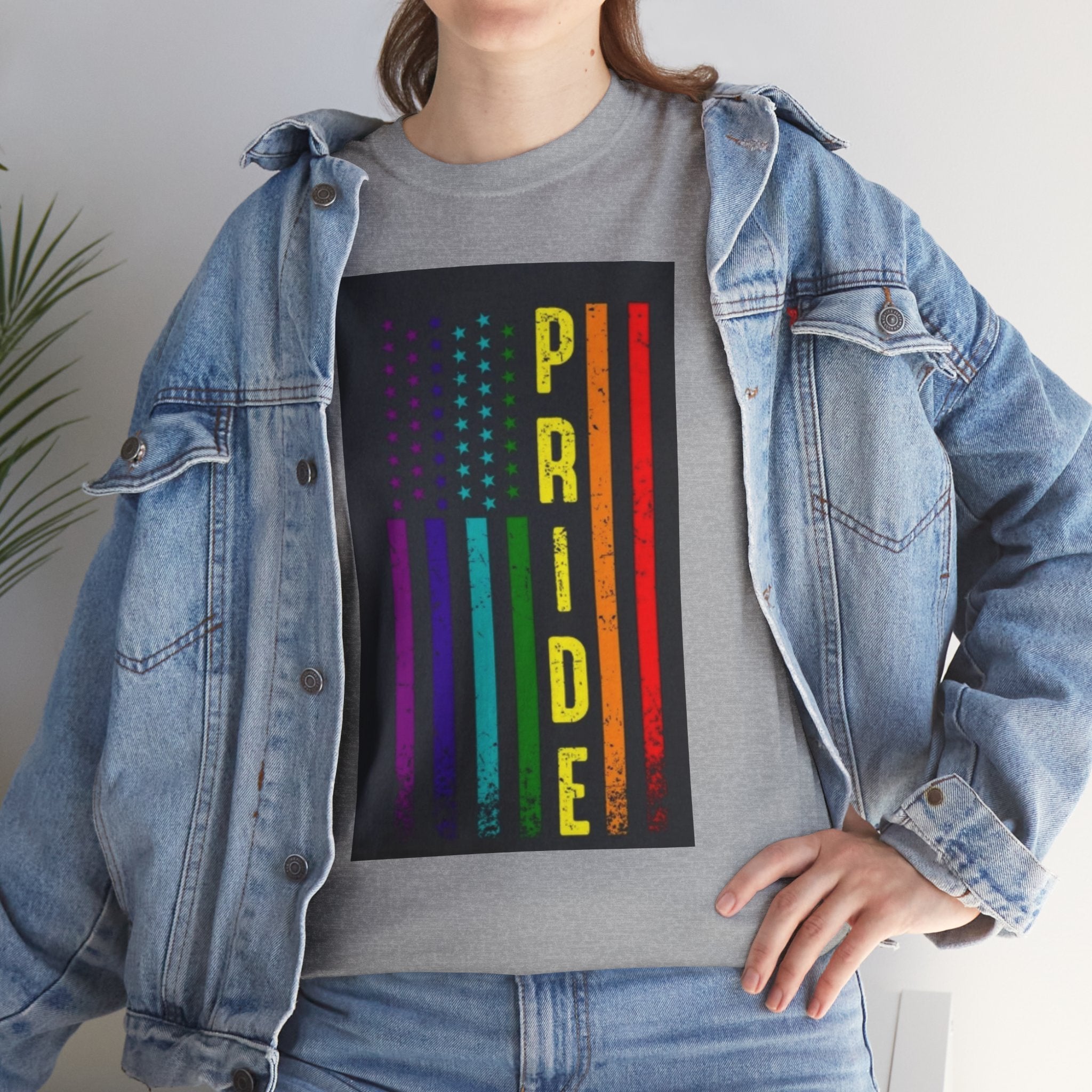 Pride Rainbow Flag Tee — Vertical "PRIDE" Graphic T-Shirt
