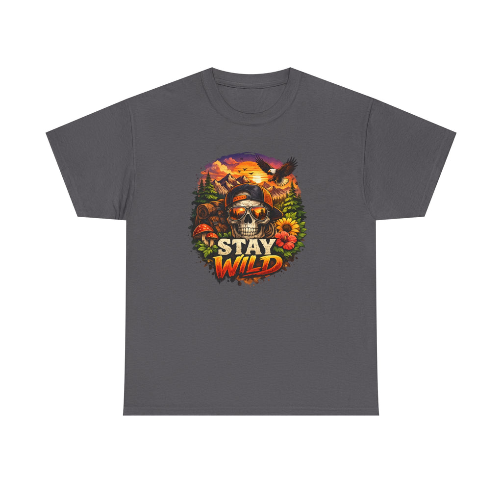 Stay Wild Skull Tee — Vintage Sunset Skull & Sunflower Graphic T-Shirt