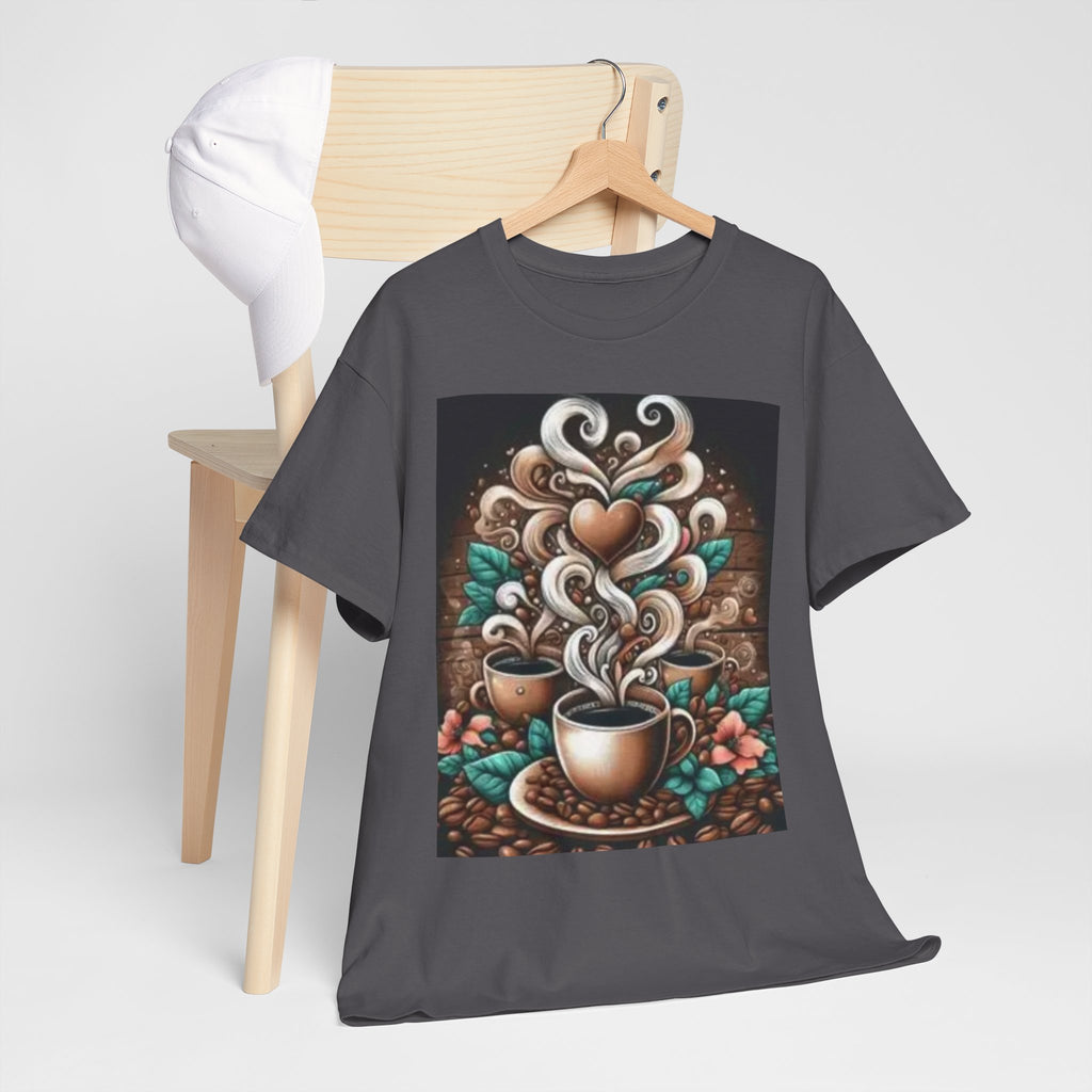 Coffee Cup T-Shirt — Whimsical Steaming Heart Coffee Design