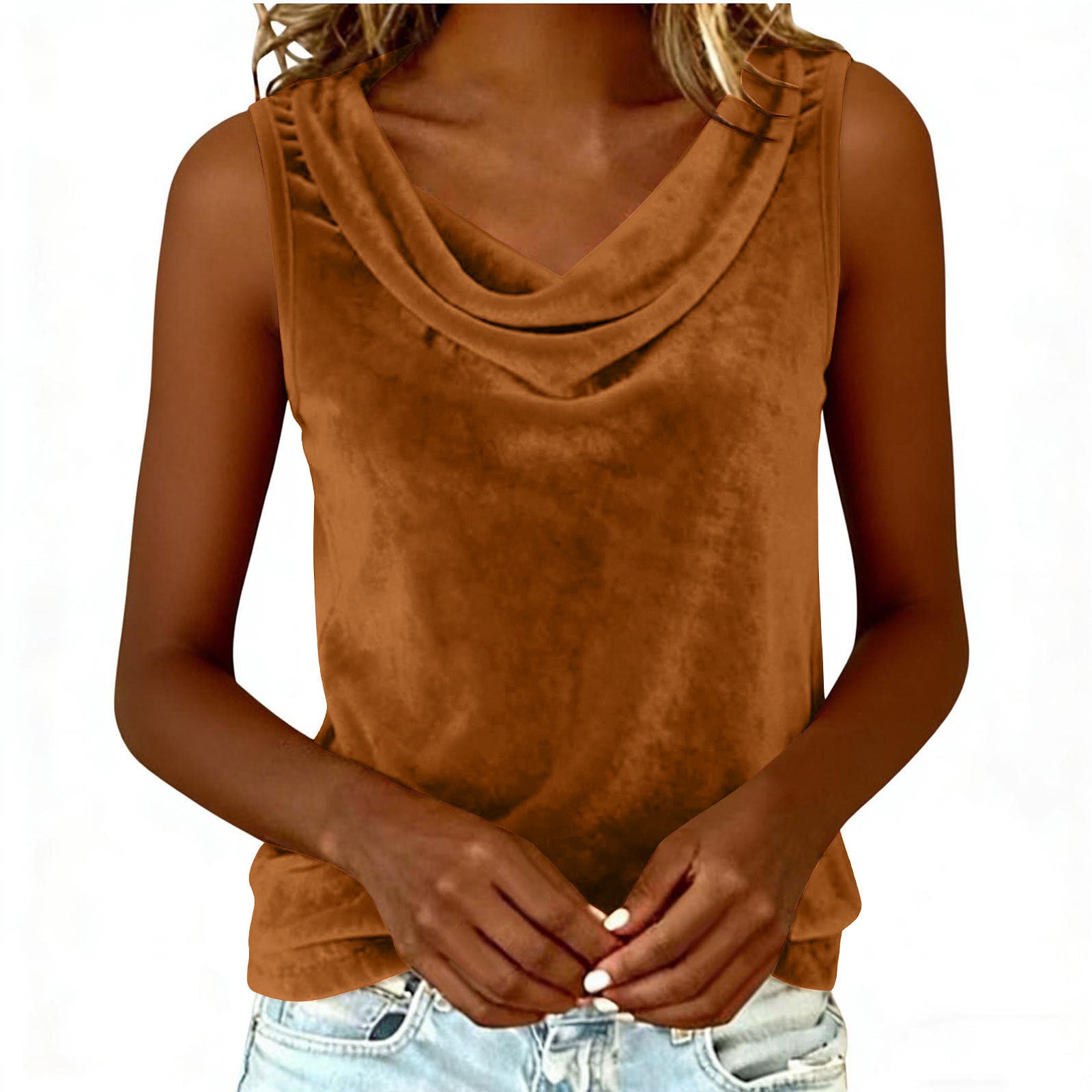 Womens Sleeveless V-Neck Velvet Vest