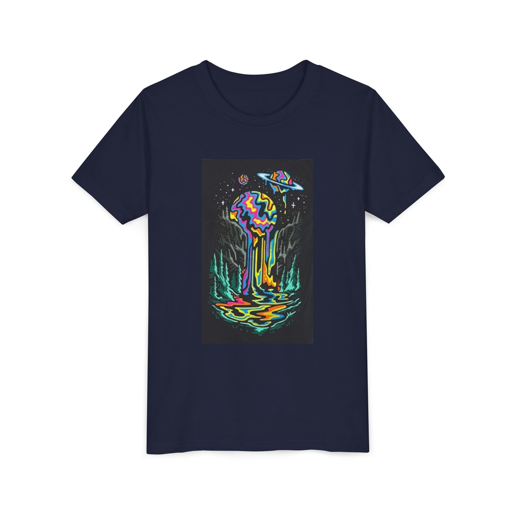 Youth Tee — Neon Drip Planet Space Graphic