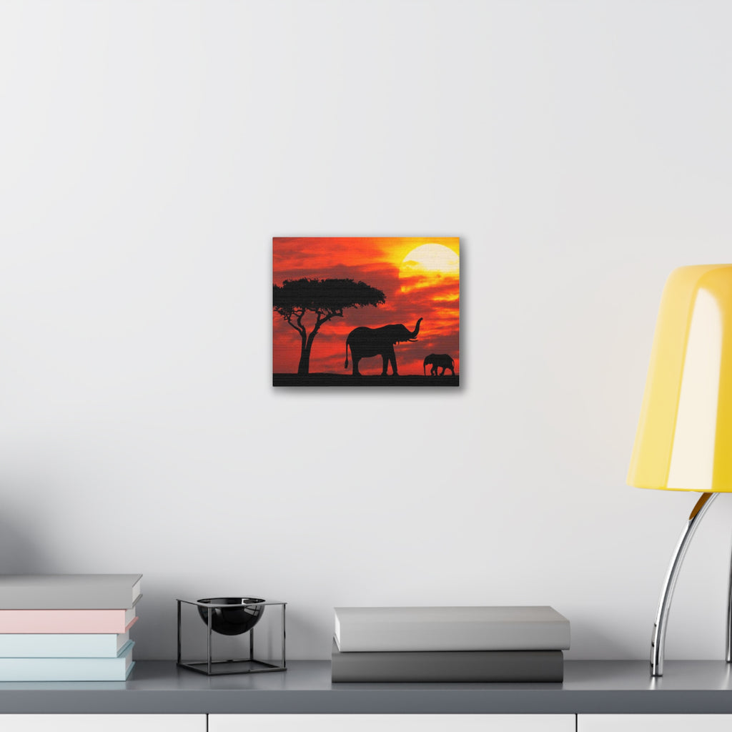 Elephant Sunset Canvas Print — African Safari Wall Art