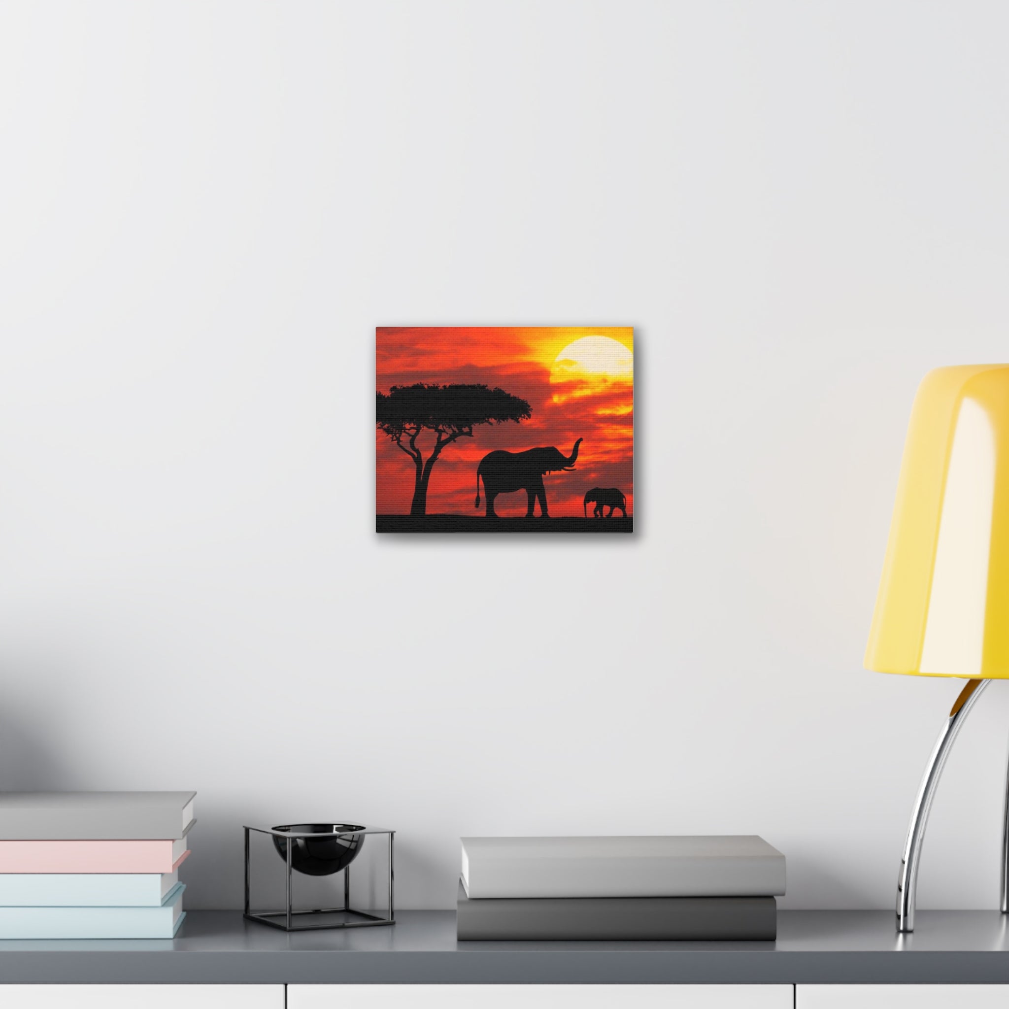 Elephant Sunset Canvas Print — African Safari Wall Art