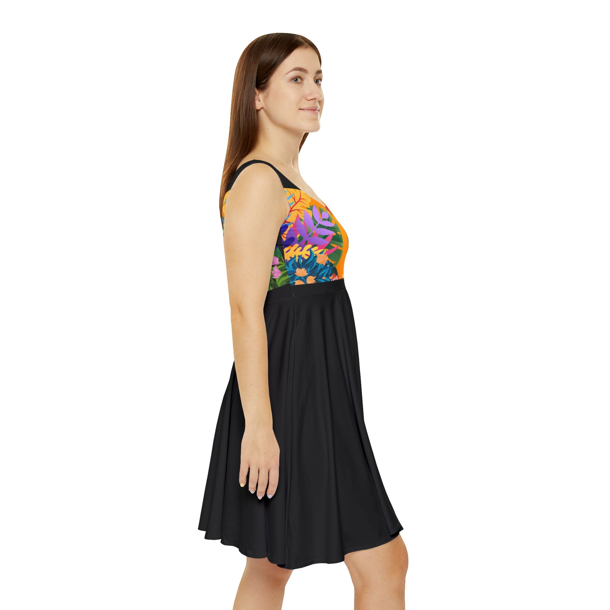 Tropical Floral Skater Dress — Colorful Botanic Print