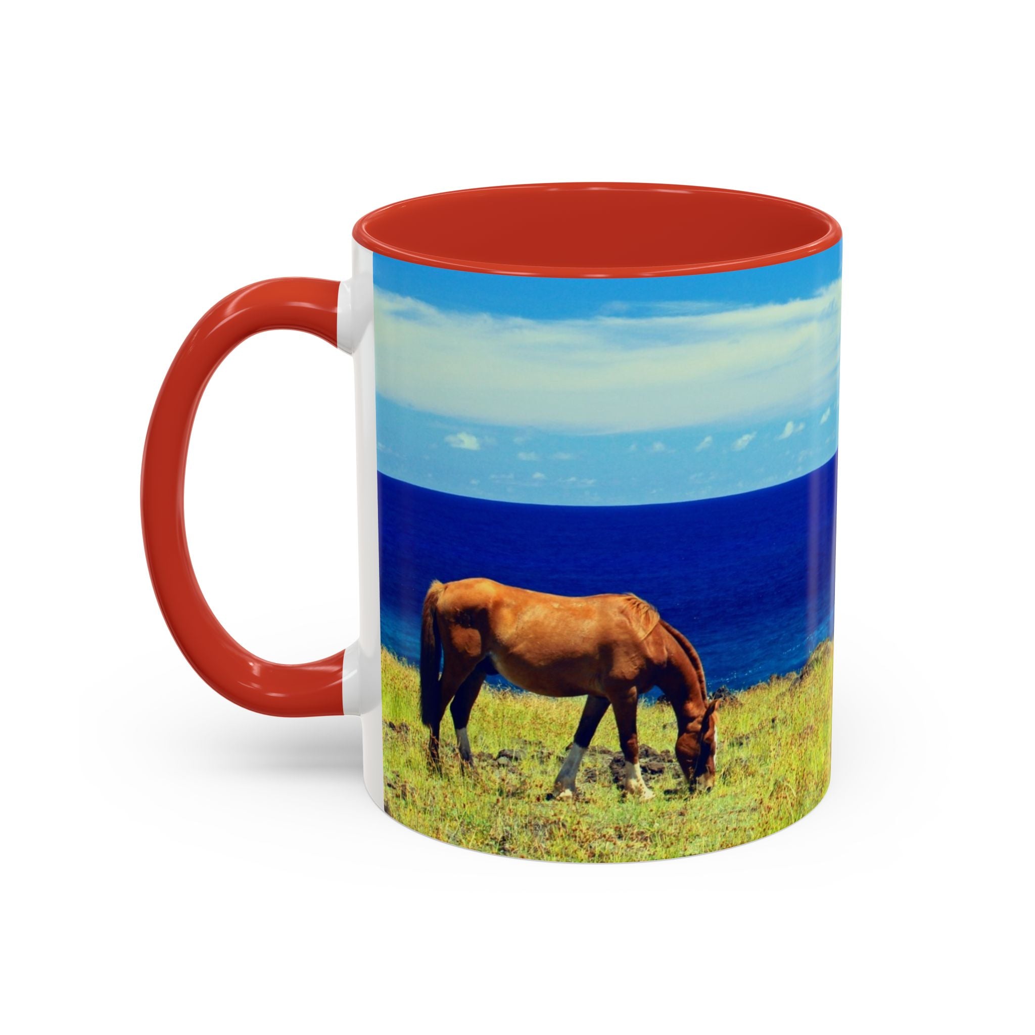 Coastal Landscape Accent Coffee Mug – Ocean View Beach Scene (11/15oz)