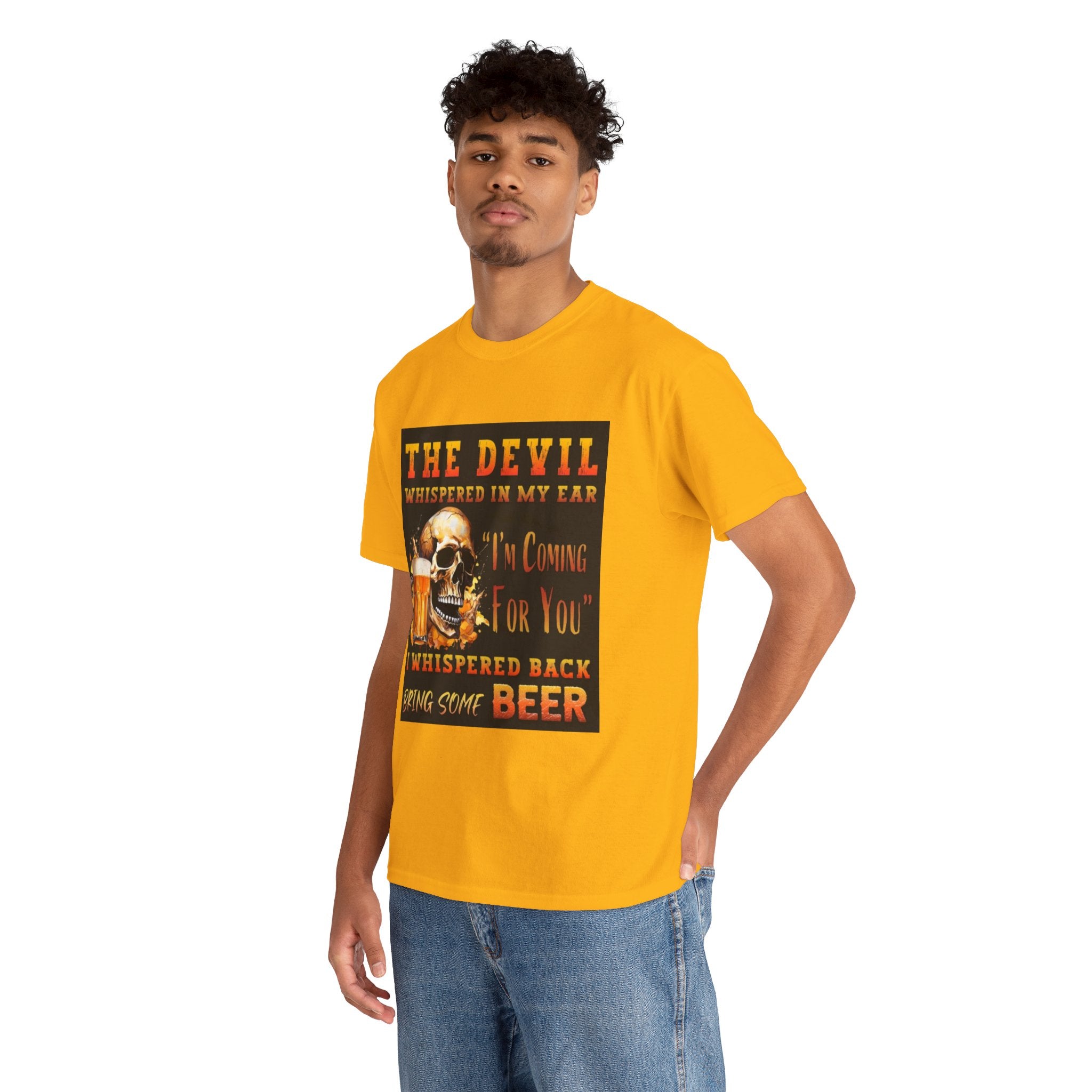 Devil Whispered T-Shirt — “I’m Coming For You” Skull Beer Graphic Tee