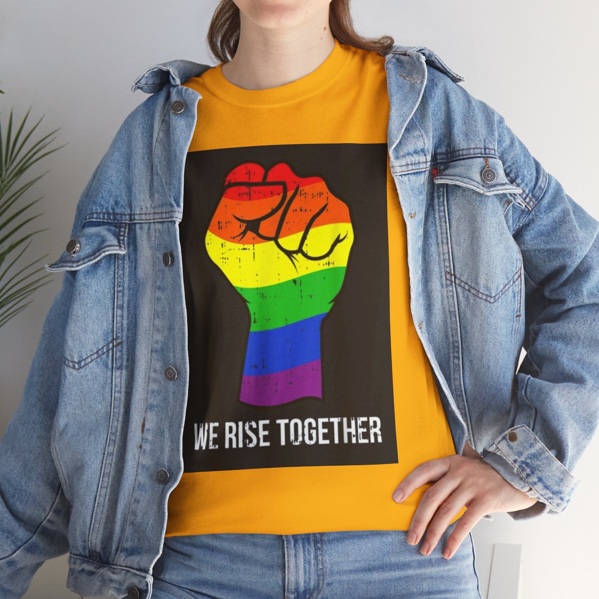 We Rise Together Rainbow Fist T-Shirt