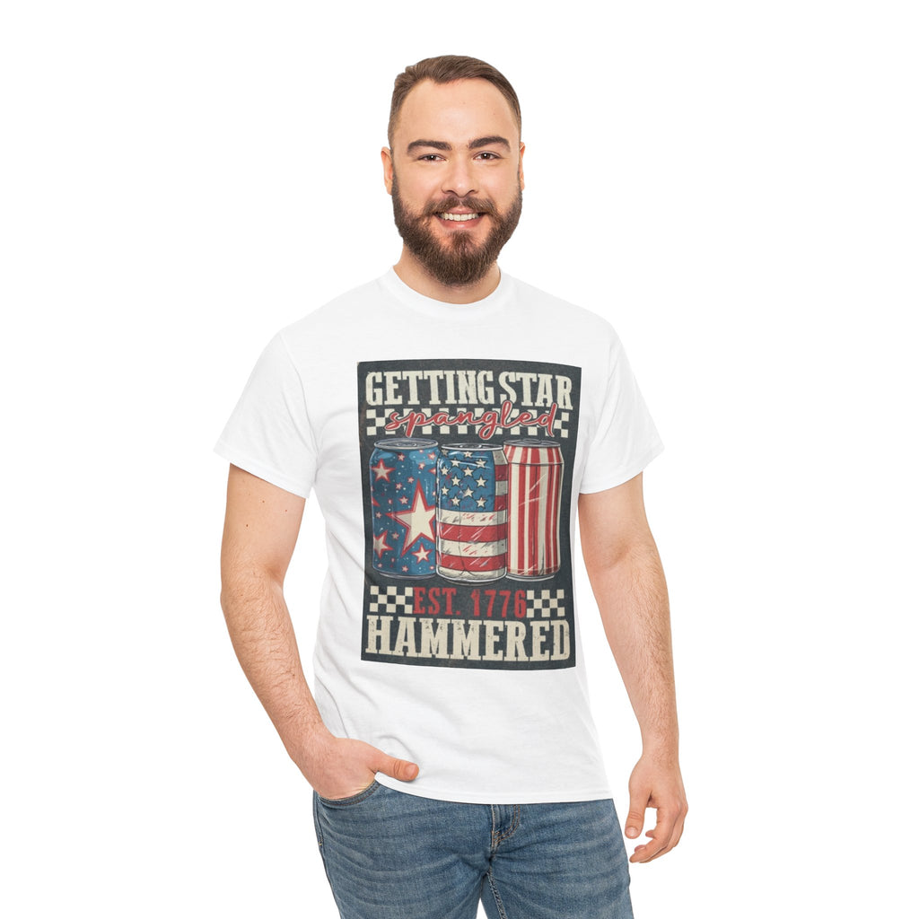 Getting Star Hammered Tee — Patriotic 4th of July Beer Can T-Shirt (Est. 1776)