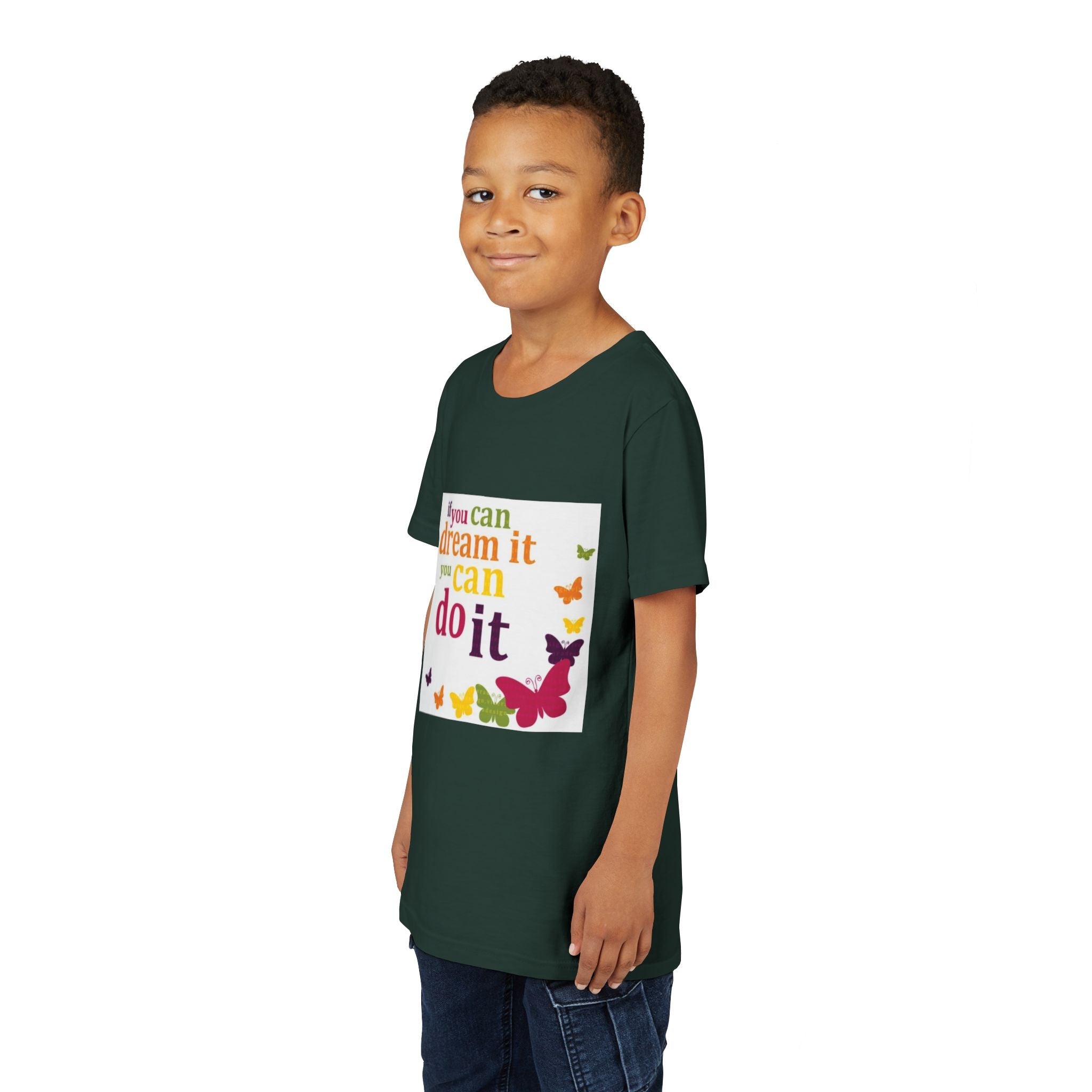 Youth Tee – "If You Can Dream It You Can Do It" Colorful Butterfly Inspirational Shirt