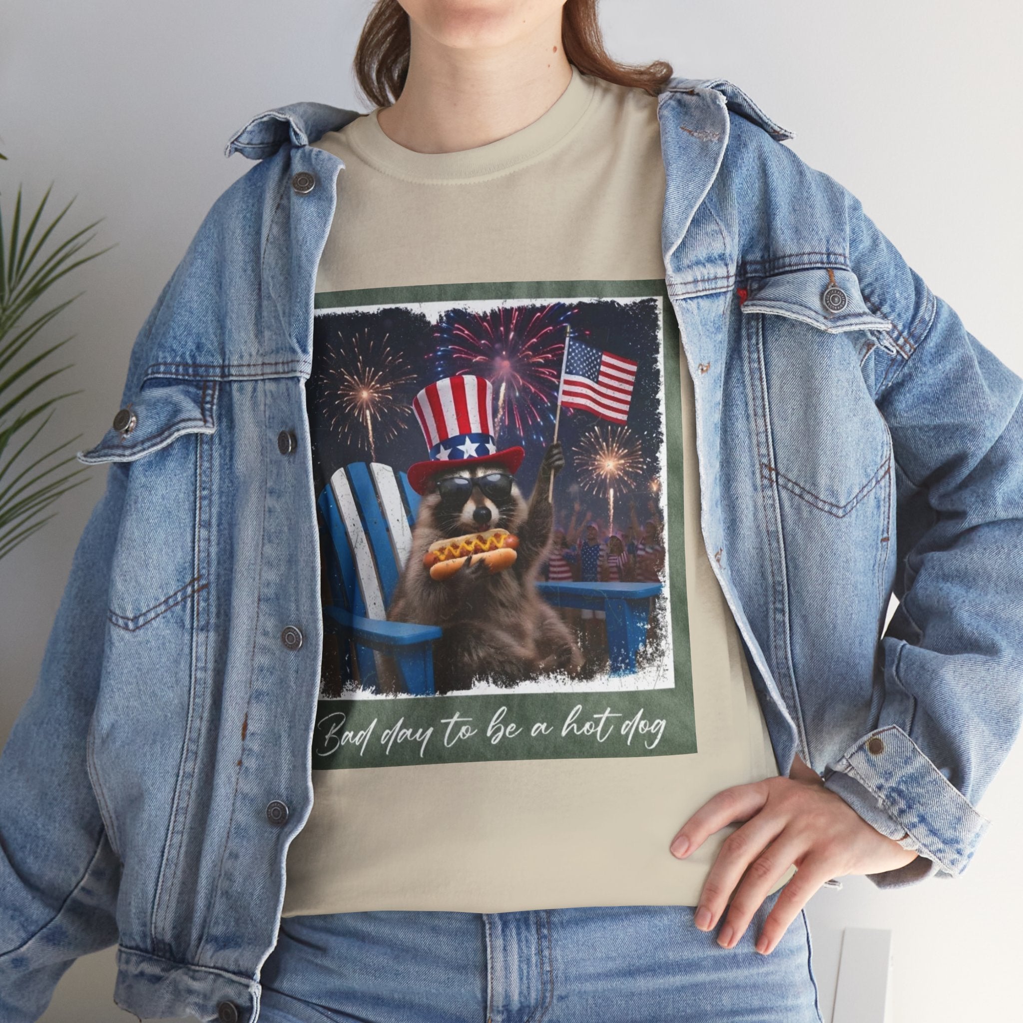 Patriotic Uncle Sam Bear T-Shirt — 'God Spares Us to Be a Hot Dog' 4th of July Tee