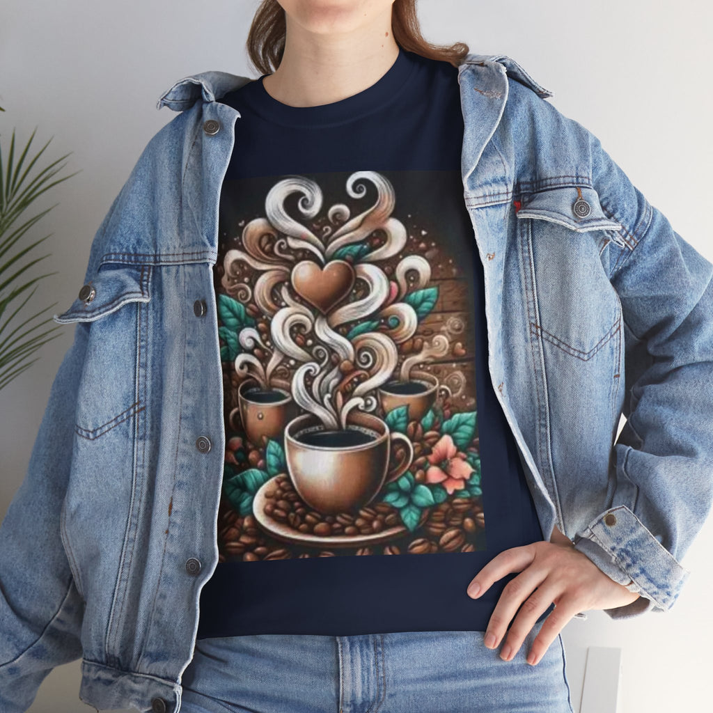 Coffee Cup T-Shirt — Whimsical Steaming Heart Coffee Design