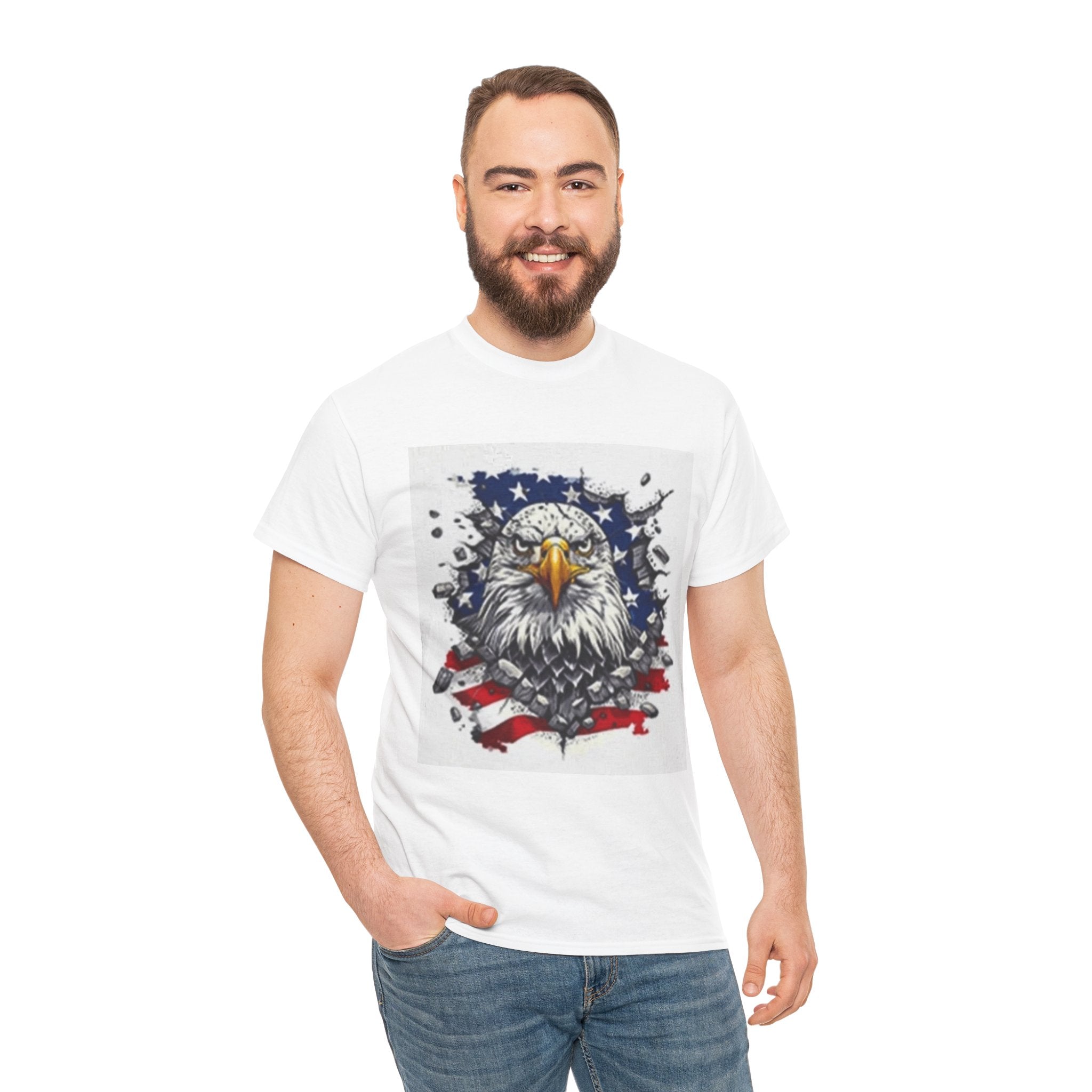 Eagle American Flag T-Shirt — Patriotic Bald Eagle Graphic Tee for 4th of July