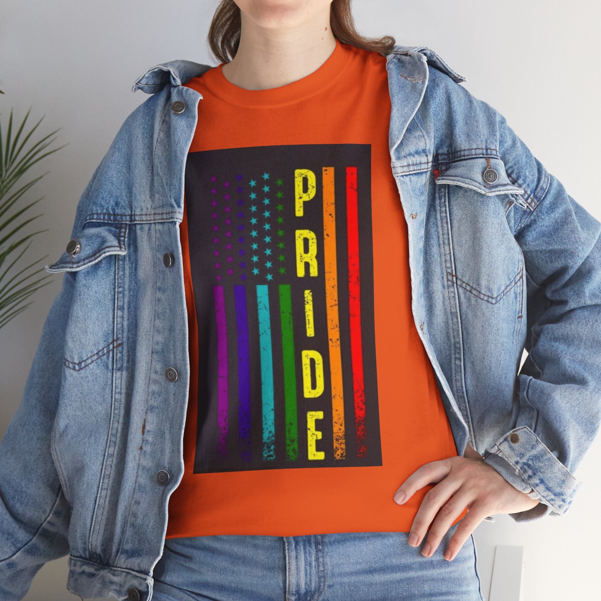 Pride Rainbow Flag Tee — Vertical "PRIDE" Graphic T-Shirt