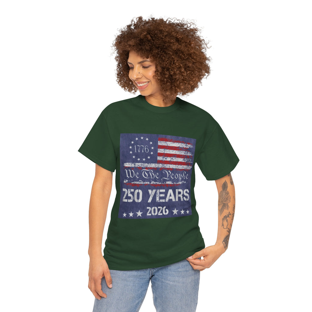 T-Shirt — Vintage 'We The People 250 Years 2026' Patriotic American Flag Tee
