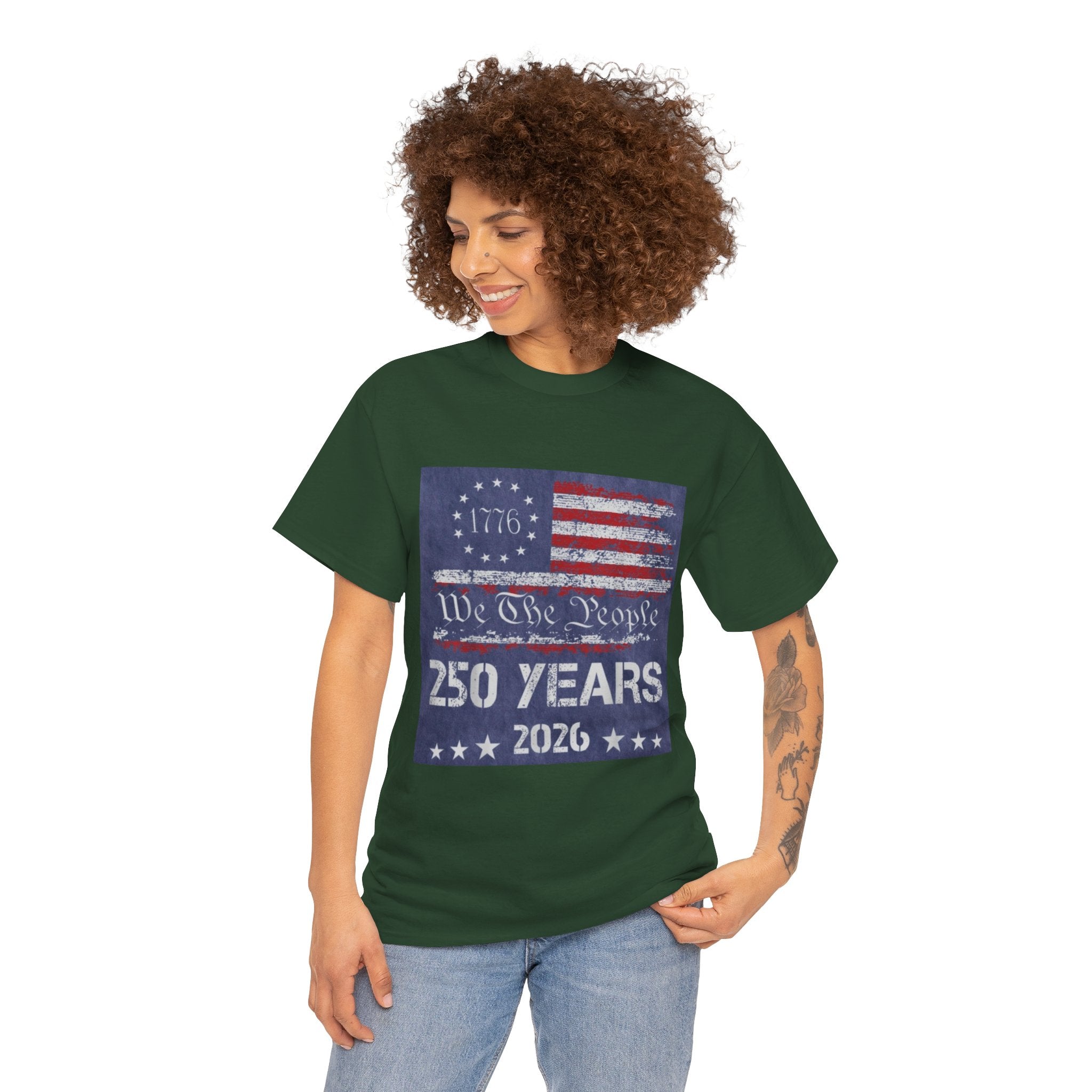T-Shirt — Vintage 'We The People 250 Years 2026' Patriotic American Flag Tee
