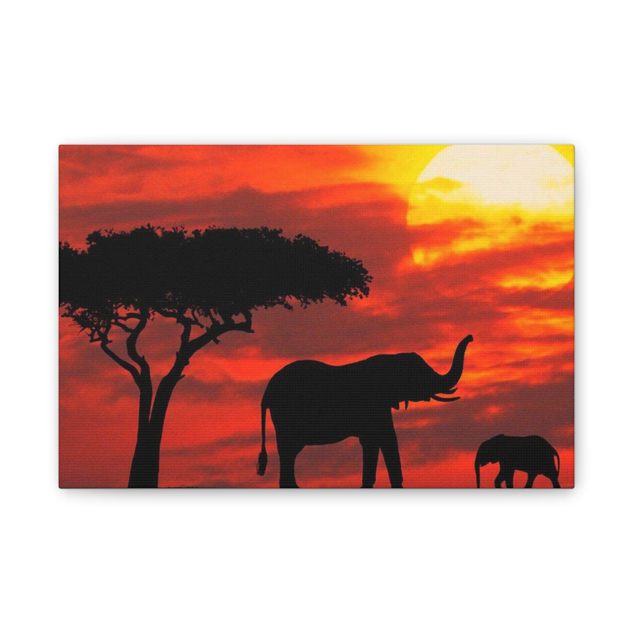 Elephant Sunset Canvas Print — African Safari Wall Art
