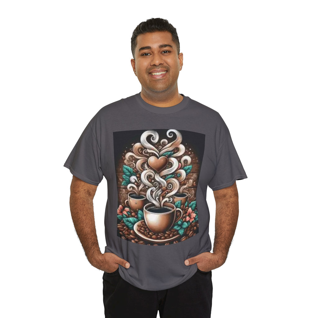 Coffee Cup T-Shirt — Whimsical Steaming Heart Coffee Design