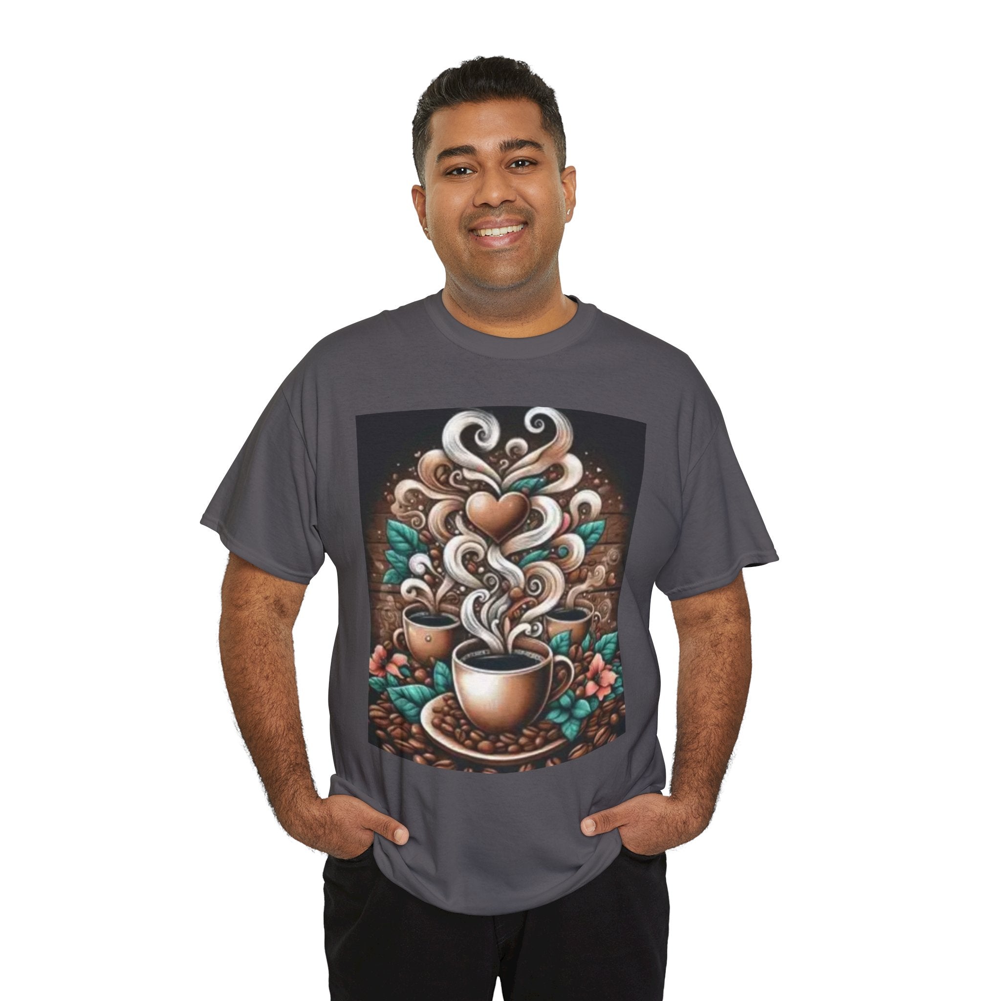 Coffee Cup T-Shirt — Whimsical Steaming Heart Coffee Design