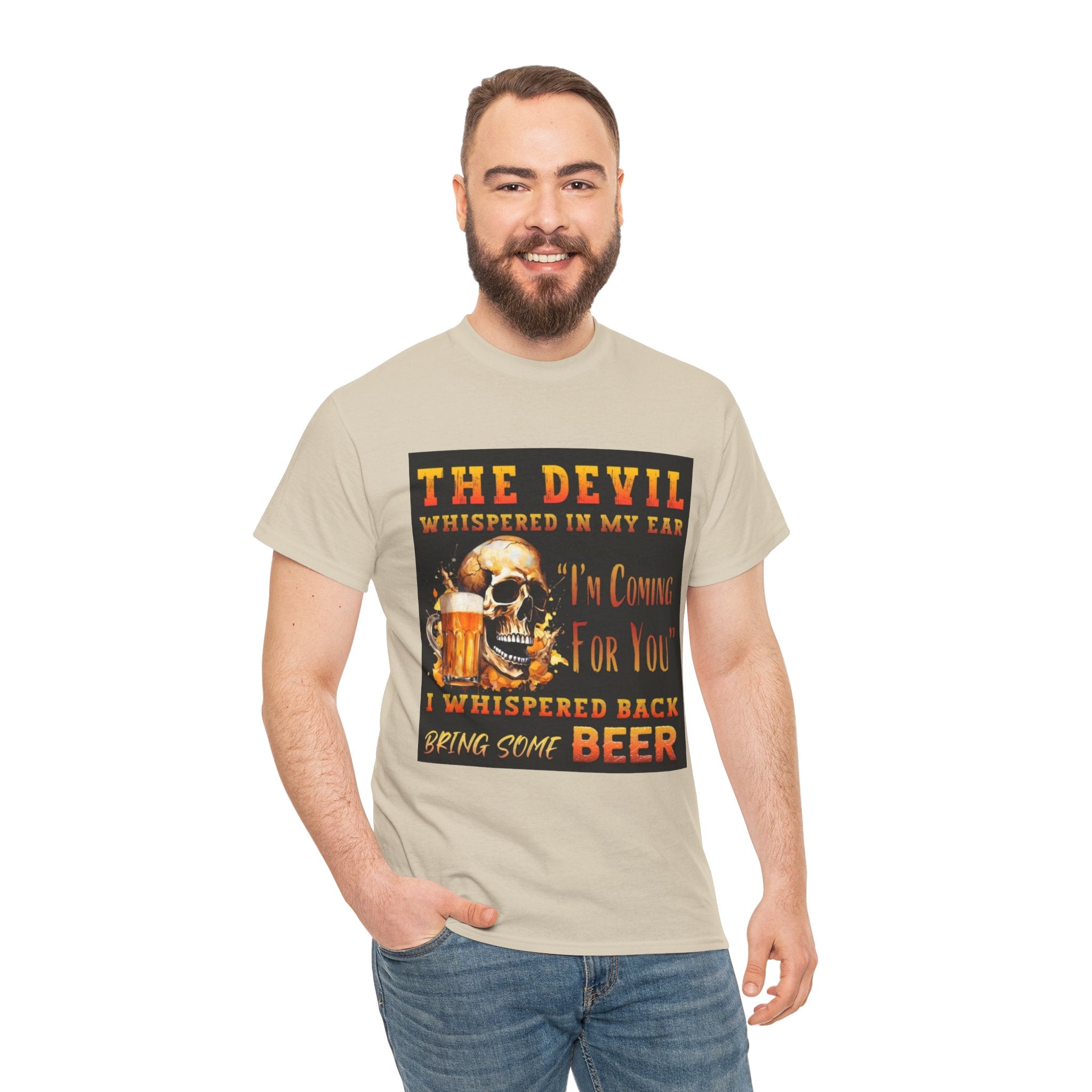 Devil Whispered T-Shirt — “I’m Coming For You” Skull Beer Graphic Tee