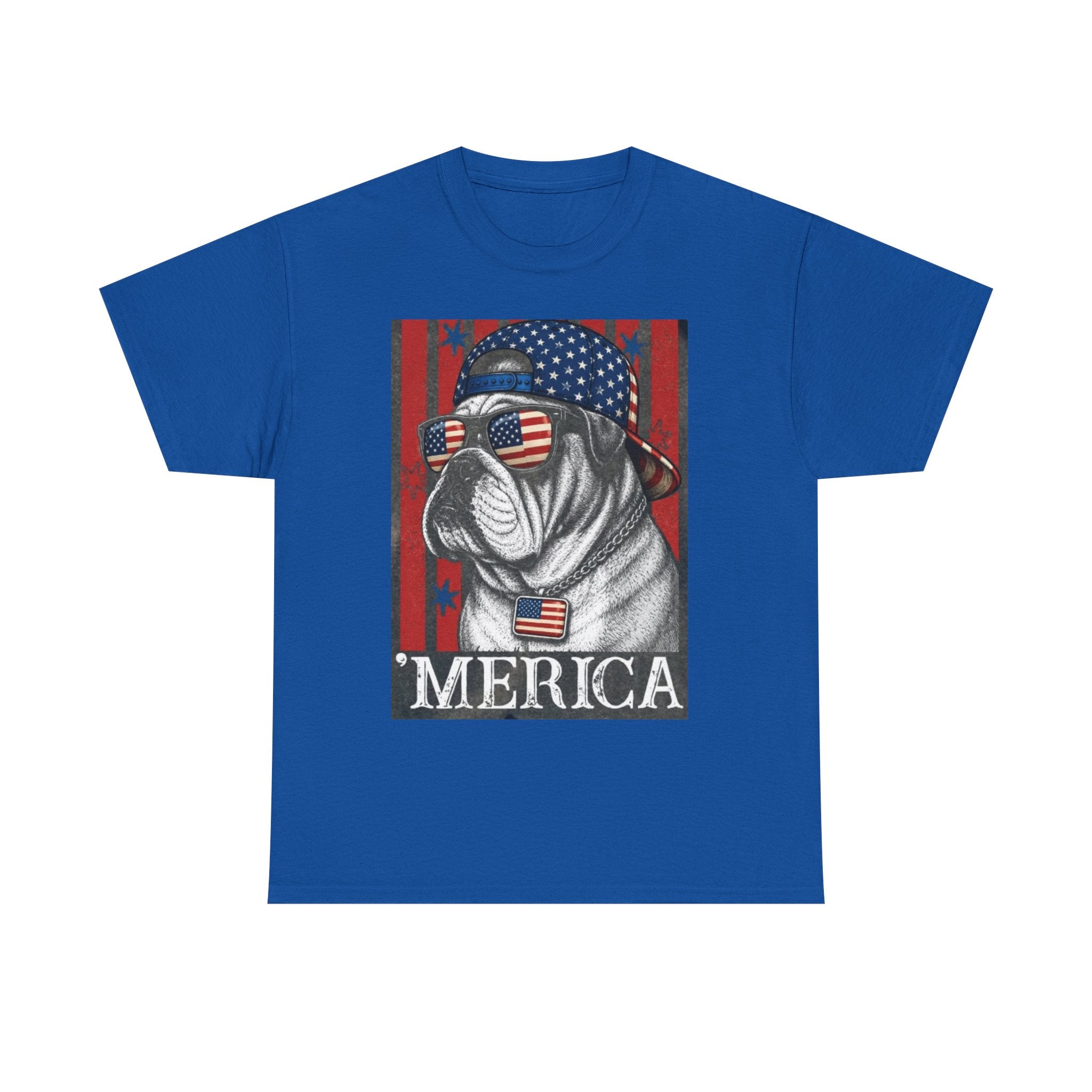 'Merica Bulldog T-Shirt — Patriotic American Flag Tee for Fourth of July
