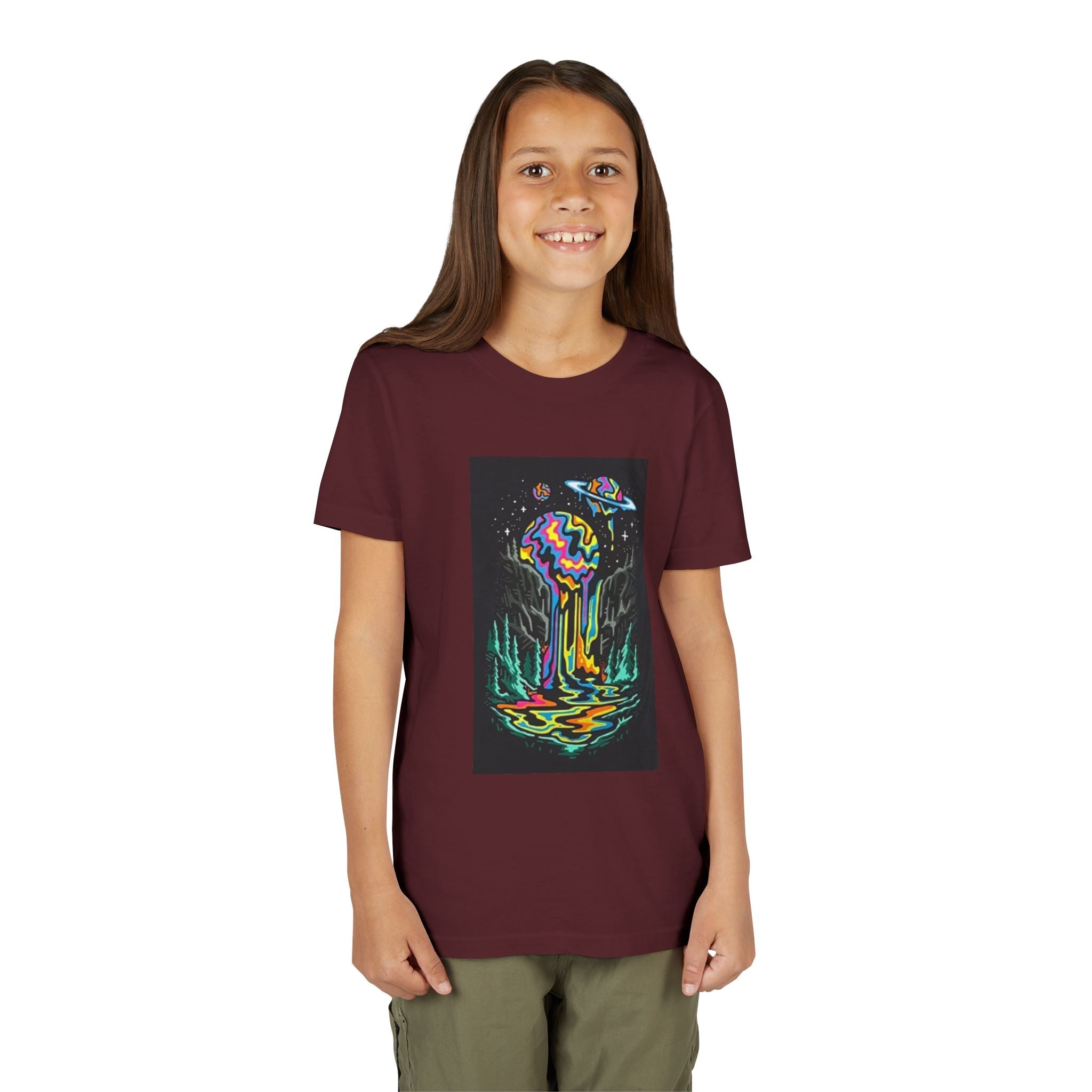 Youth Tee — Neon Drip Planet Space Graphic