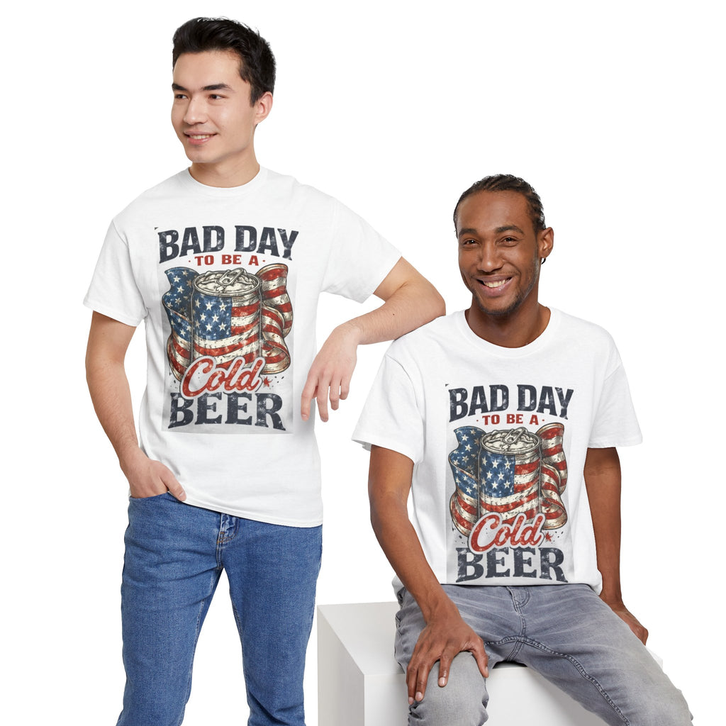 Bad Day to Be a Cold Beer T-Shirt — American Flag Beer Can Graphic Tee