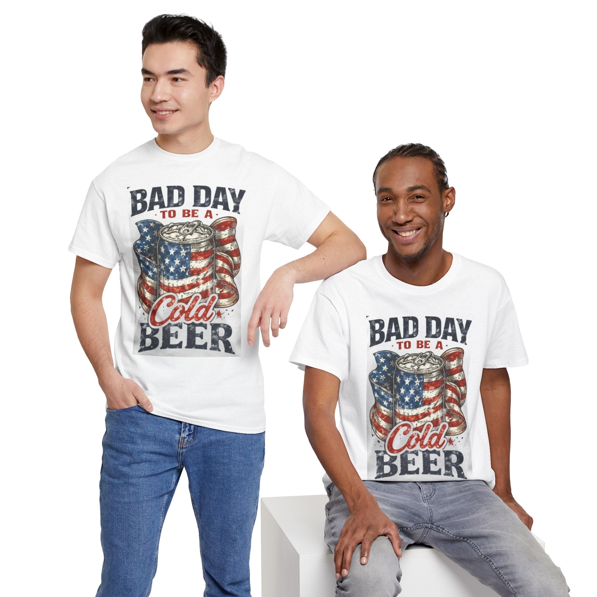 Bad Day to Be a Cold Beer T-Shirt — American Flag Beer Can Graphic Tee