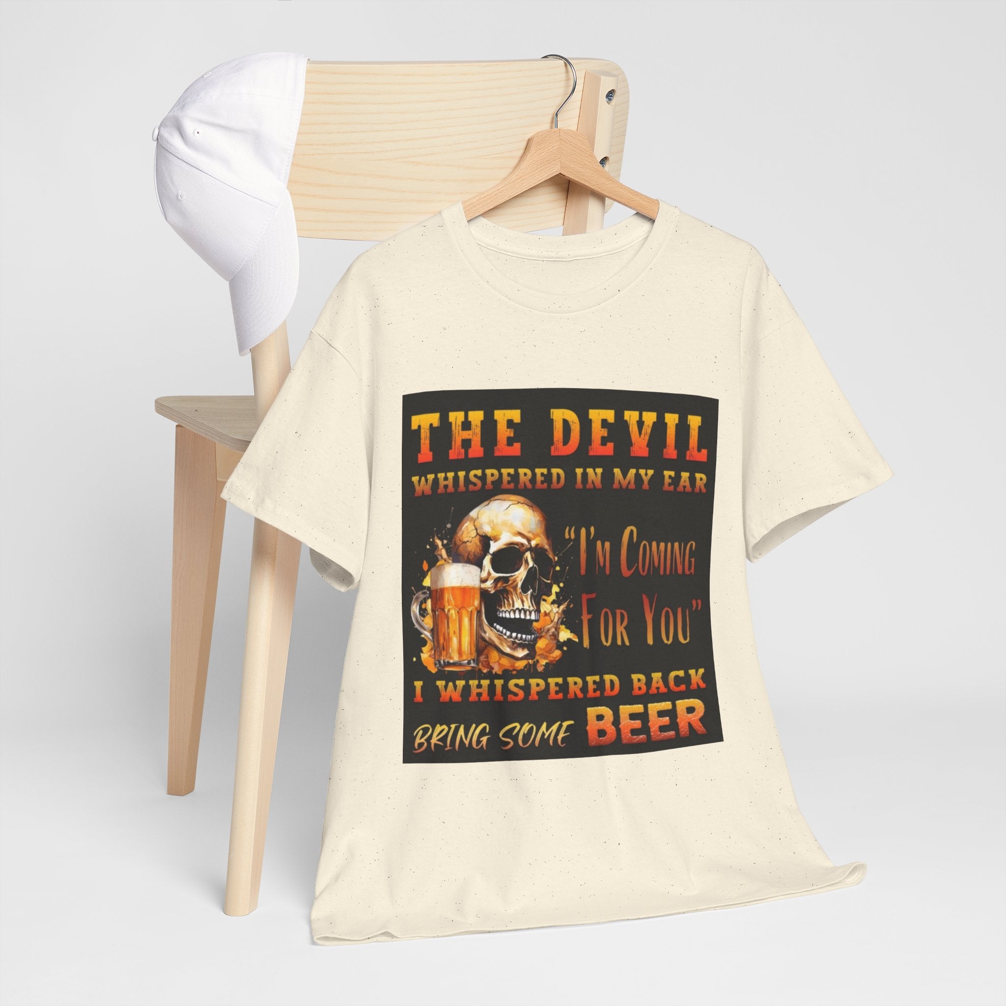 Devil Whispered T-Shirt — “I’m Coming For You” Skull Beer Graphic Tee