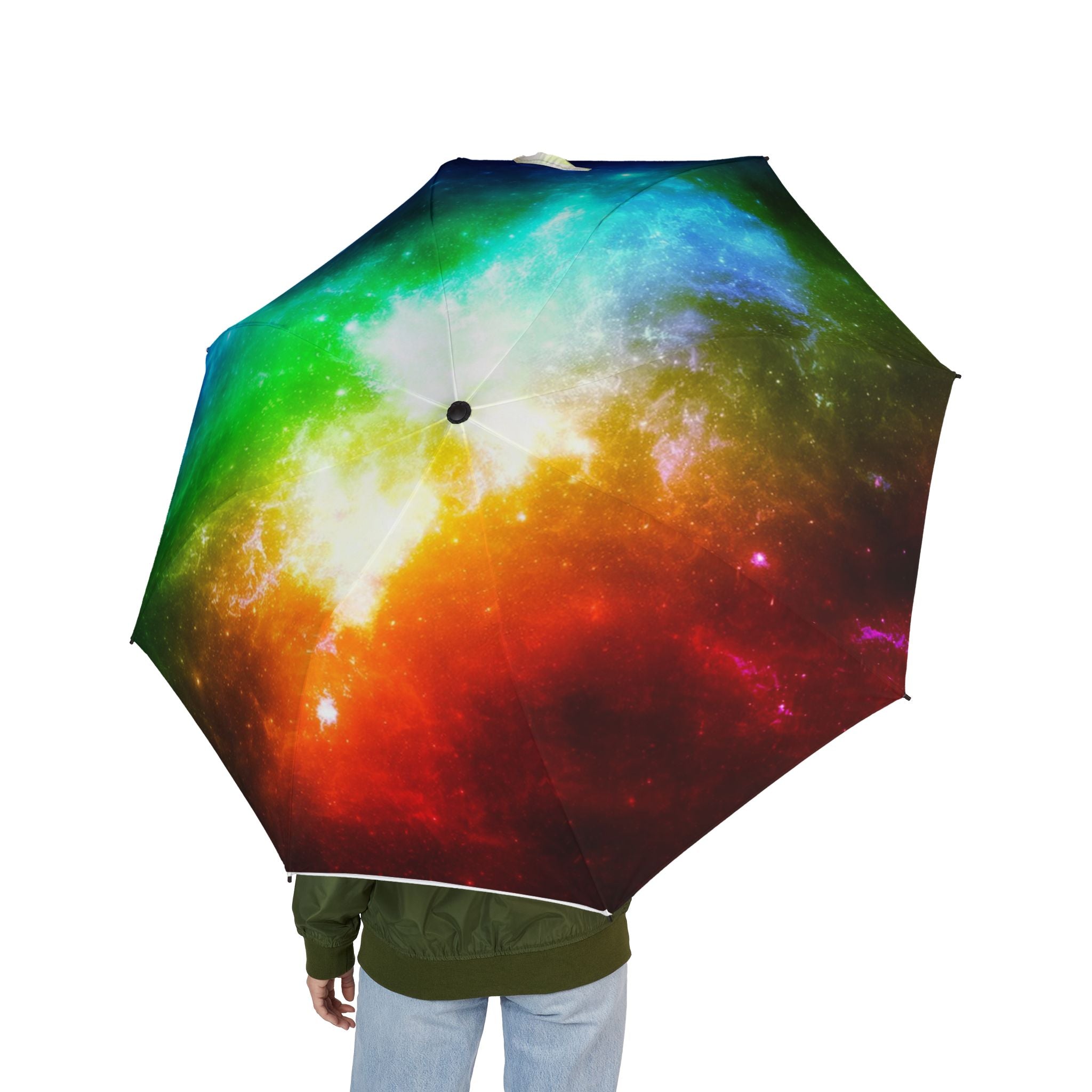 Galaxy Rainbow Foldable Umbrella — Semi‑Automatic Compact Rain Protector