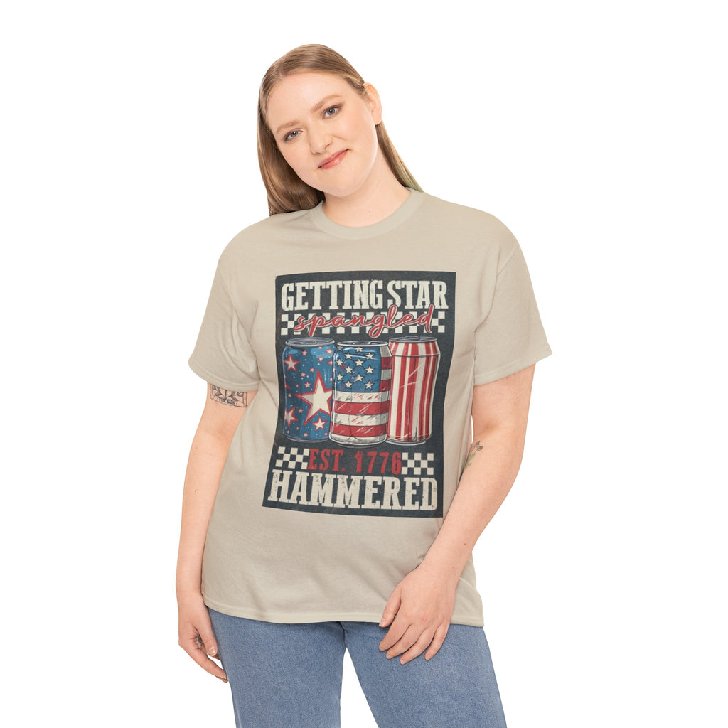 Getting Star Hammered Tee — Patriotic 4th of July Beer Can T-Shirt (Est. 1776)