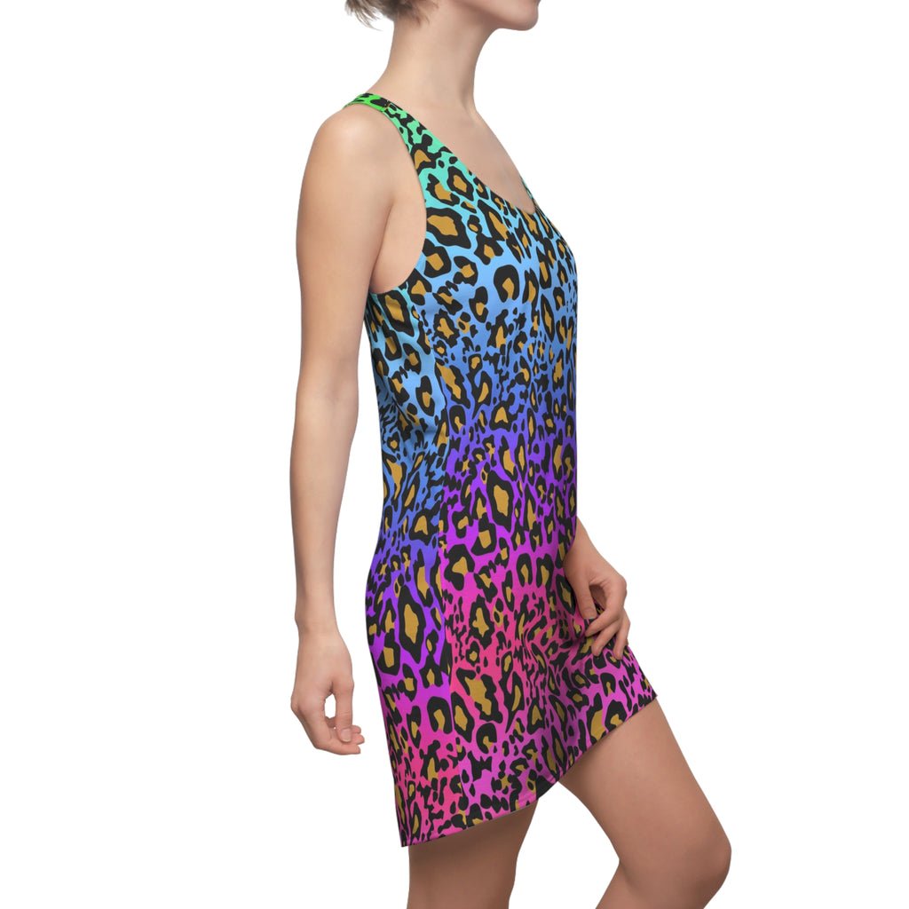Rainbow Leopard Racerback Dress – Vibrant Ombre Animal Print