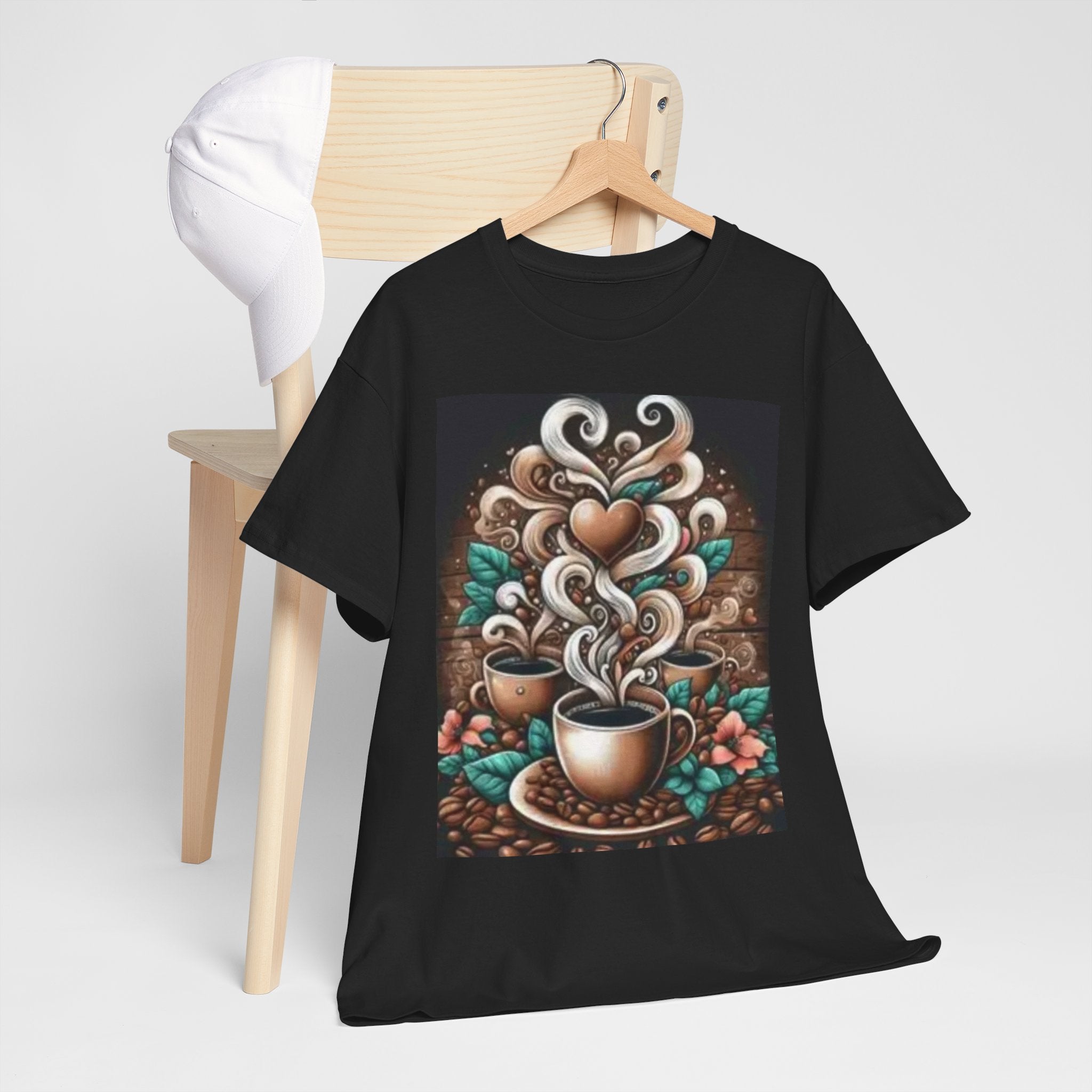 Coffee Cup T-Shirt — Whimsical Steaming Heart Coffee Design