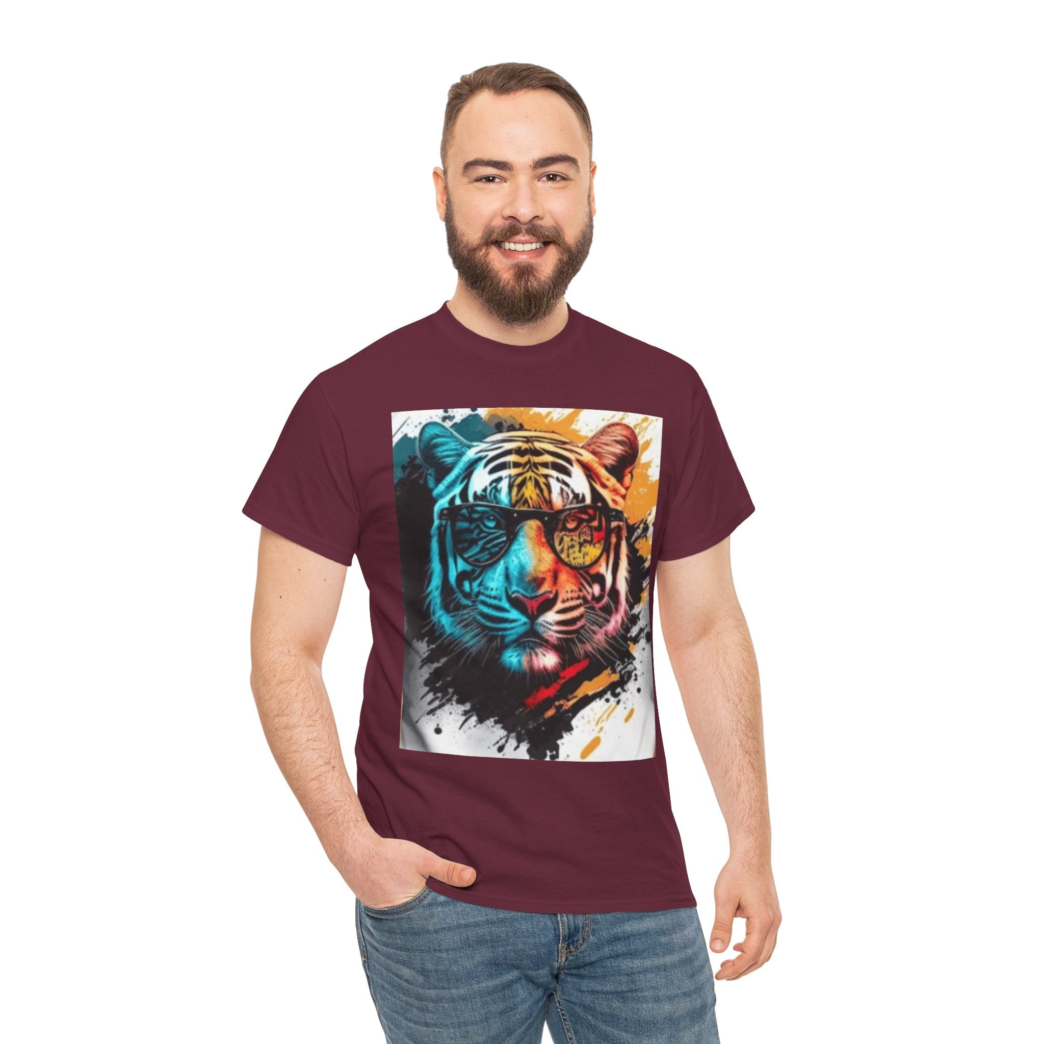 Tiger Portrait T-Shirt — Colorful Abstract Tiger Face Tee