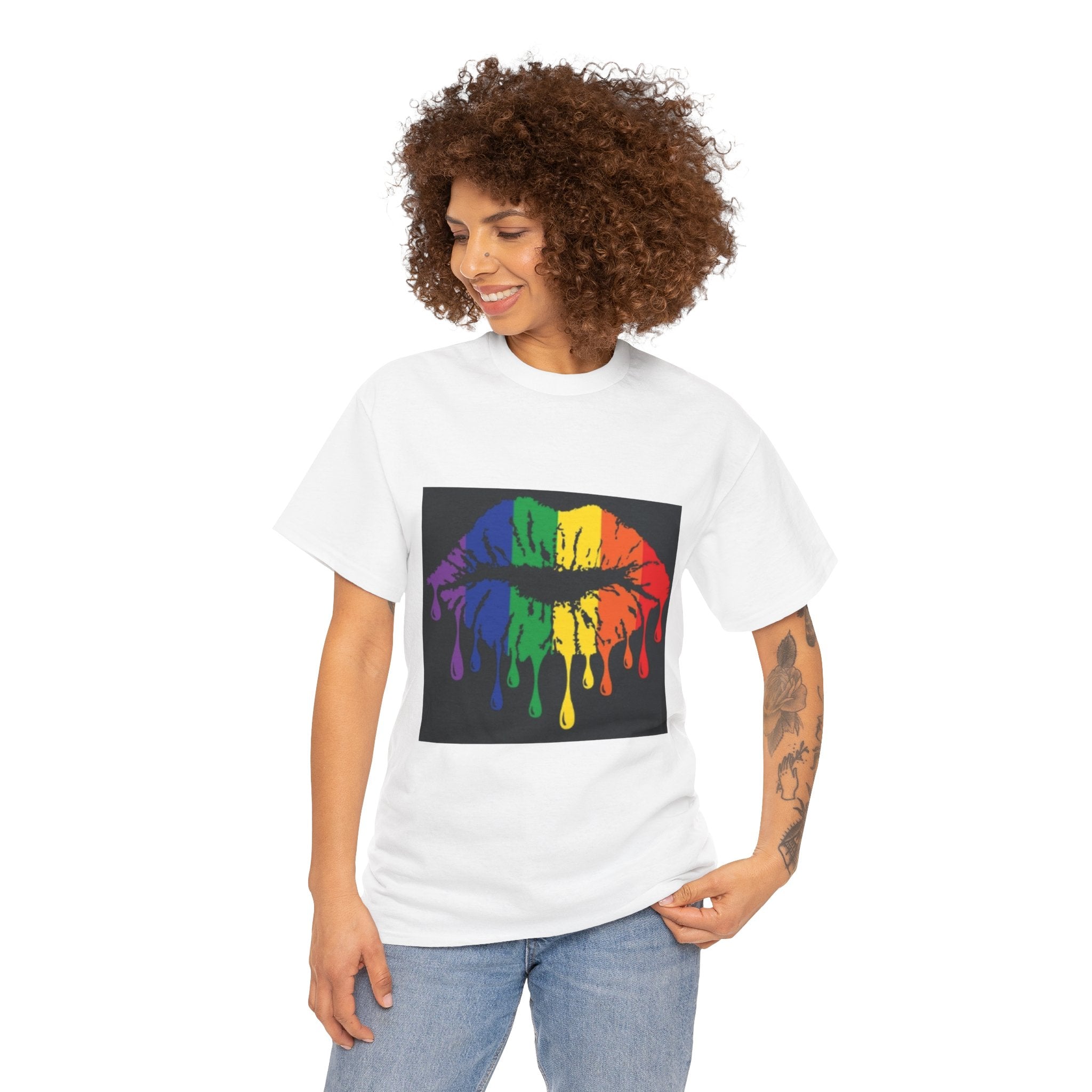 Rainbow Drip Kiss T-Shirt – LGBTQ+ Pride Graphic Tee