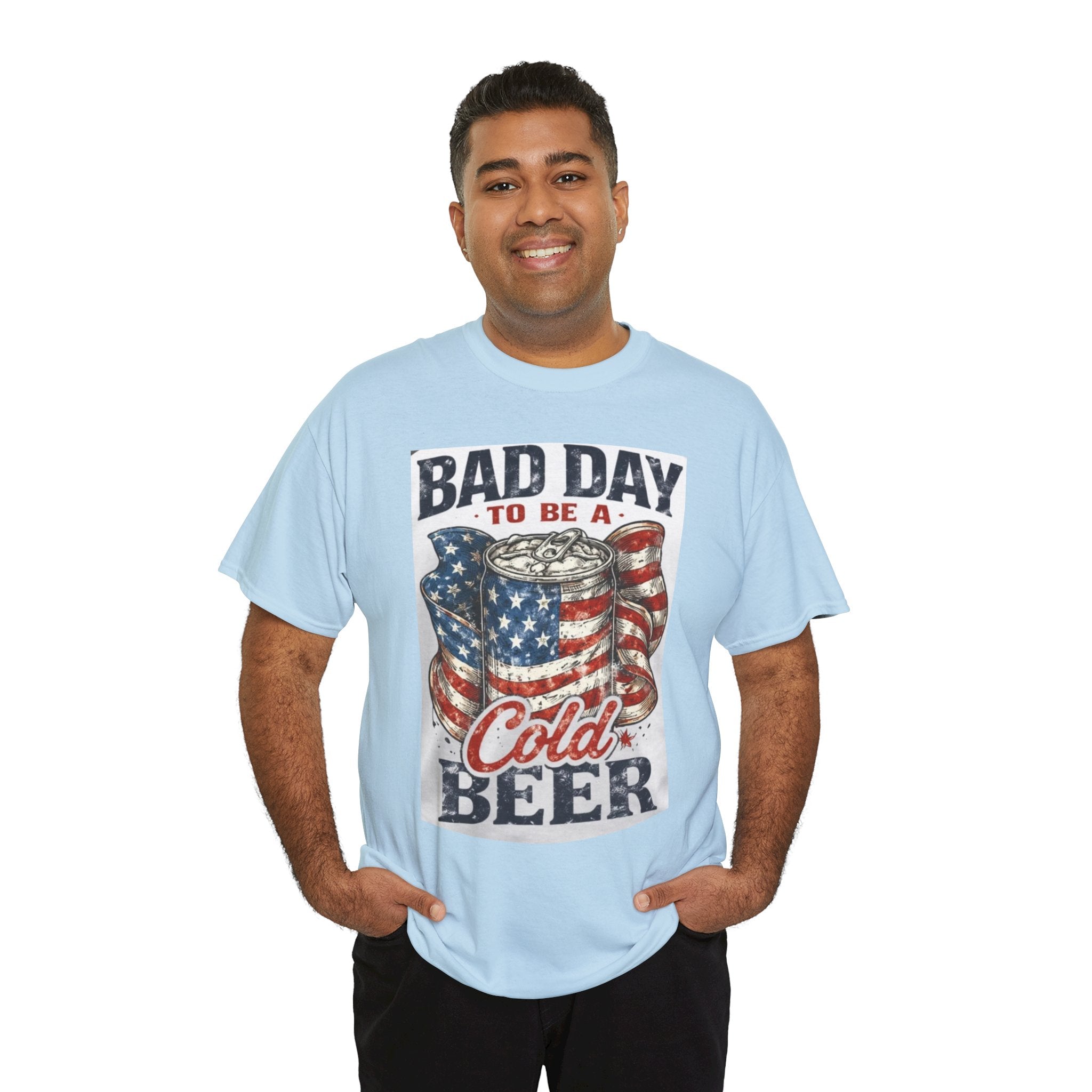 Bad Day to Be a Cold Beer T-Shirt — American Flag Beer Can Graphic Tee