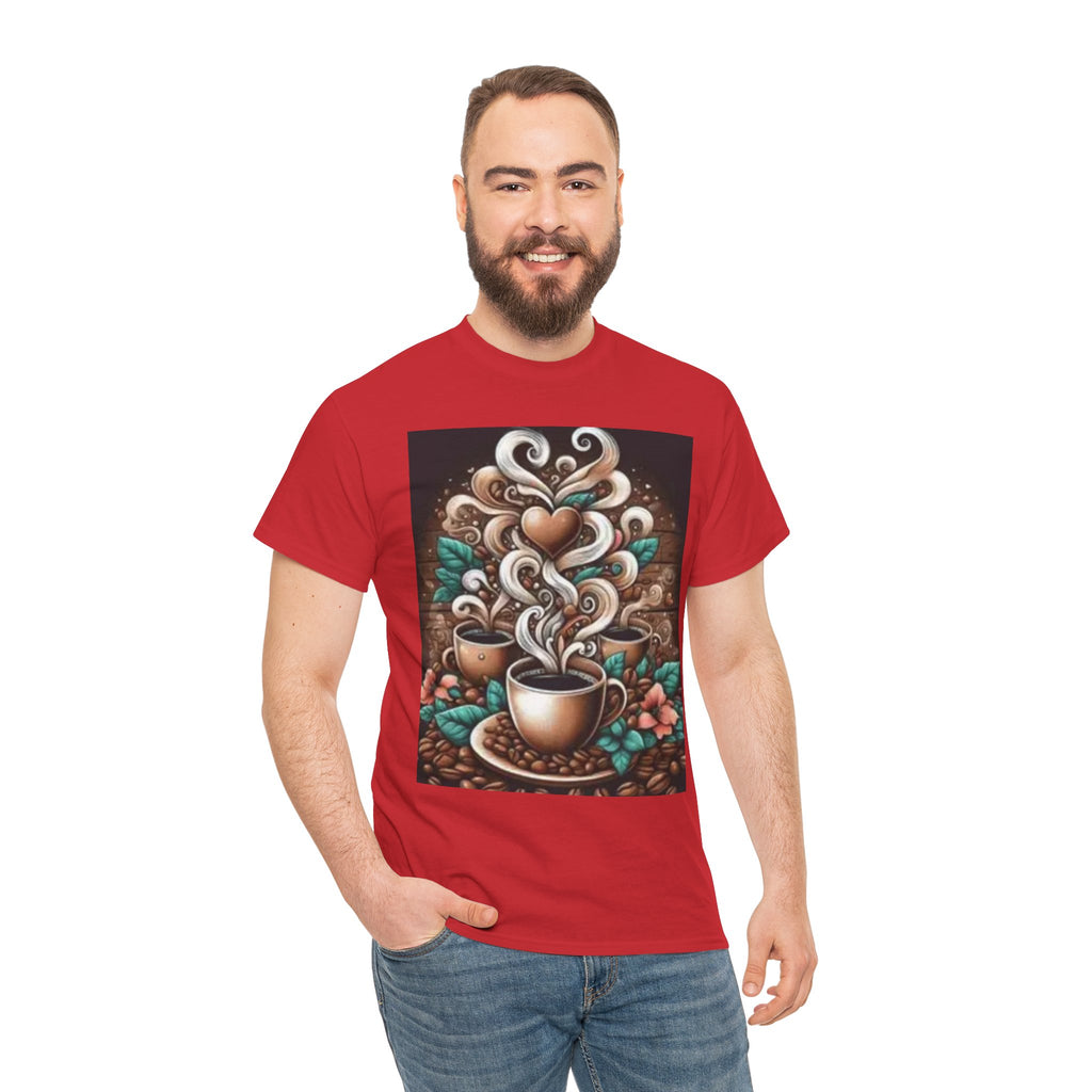 Coffee Cup T-Shirt — Whimsical Steaming Heart Coffee Design