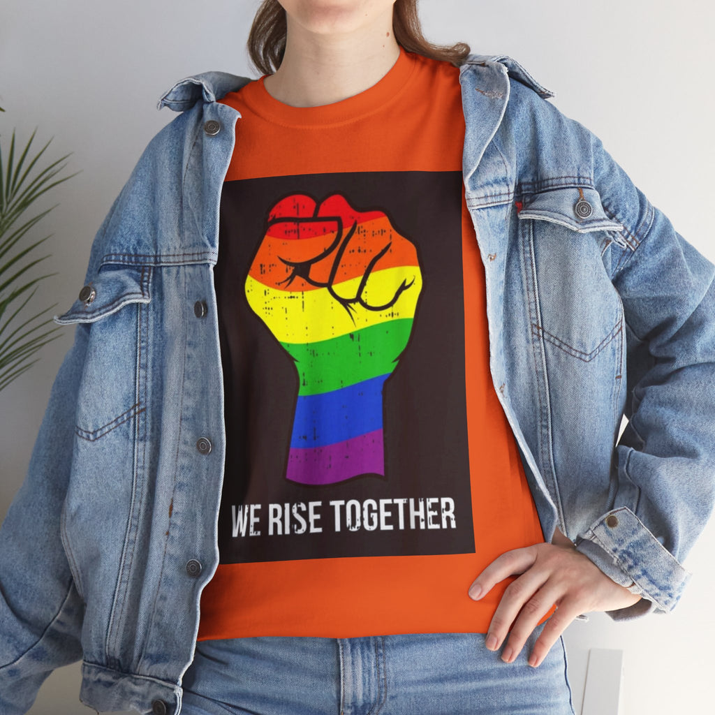 We Rise Together Rainbow Fist T-Shirt