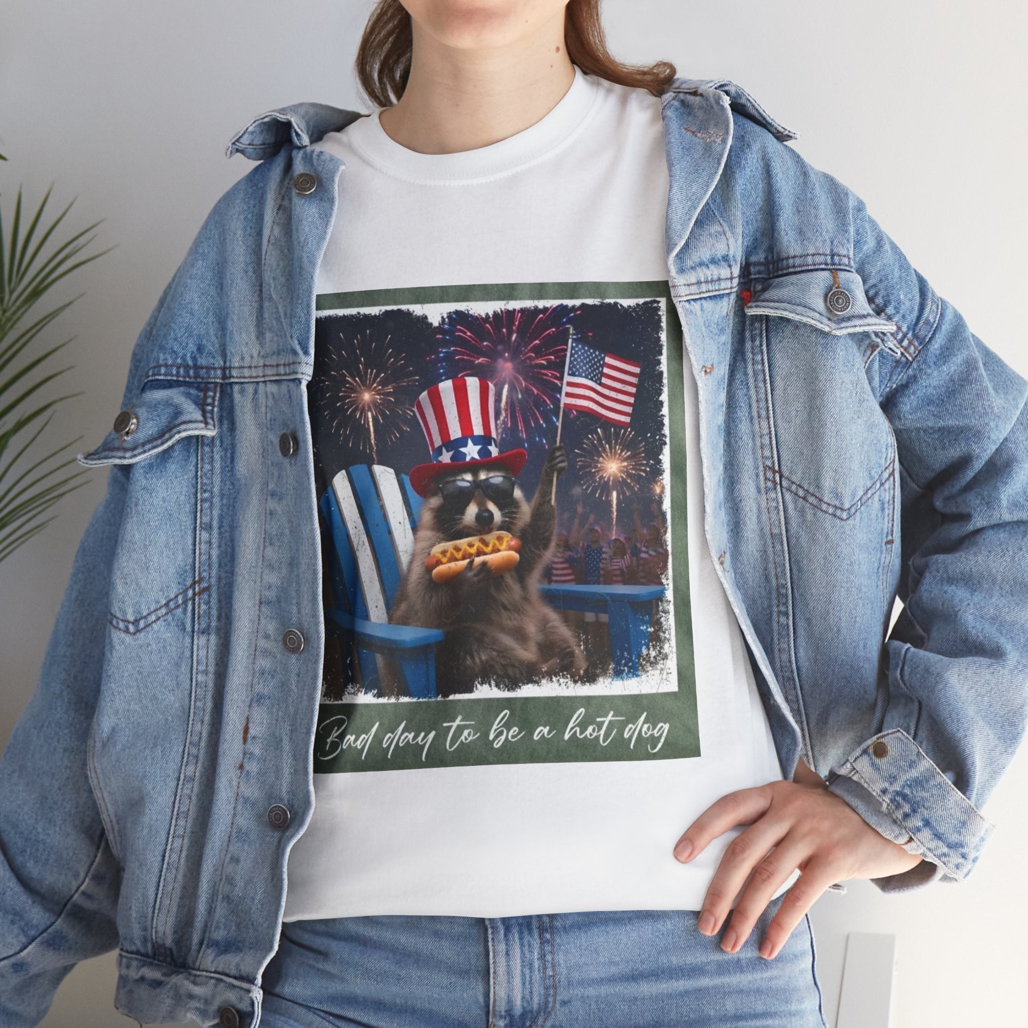 Patriotic Uncle Sam Bear T-Shirt — 'God Spares Us to Be a Hot Dog' 4th of July Tee