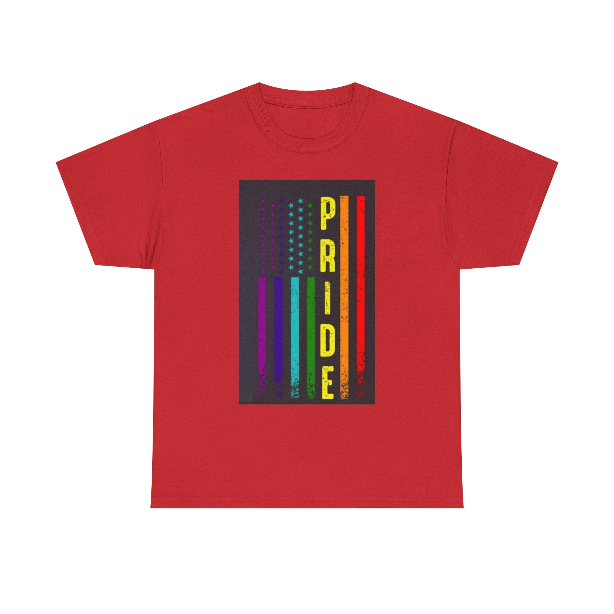 Pride Rainbow Flag Tee — Vertical "PRIDE" Graphic T-Shirt