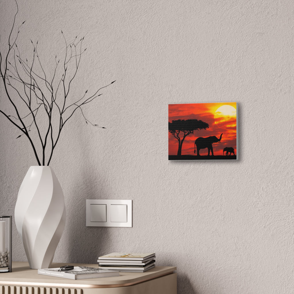 Elephant Sunset Canvas Print — African Safari Wall Art